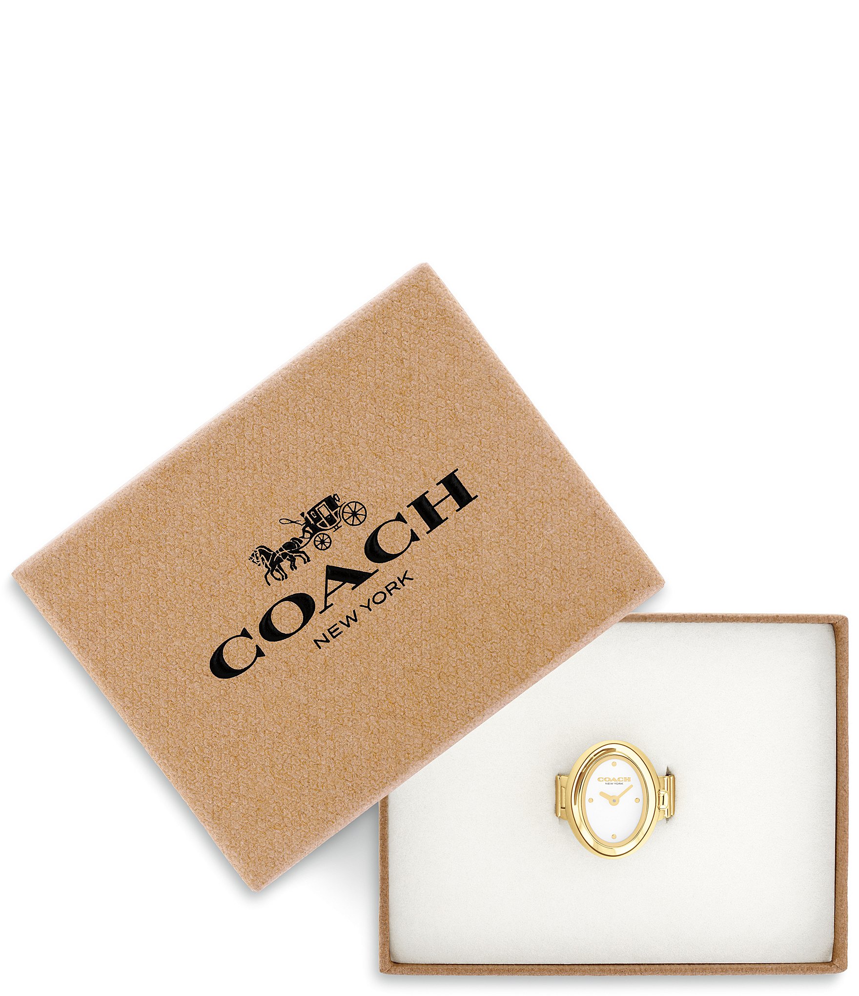 COACH Women's Sammy Quartz Analog Gold Tone Stainless Steel Ring Watch