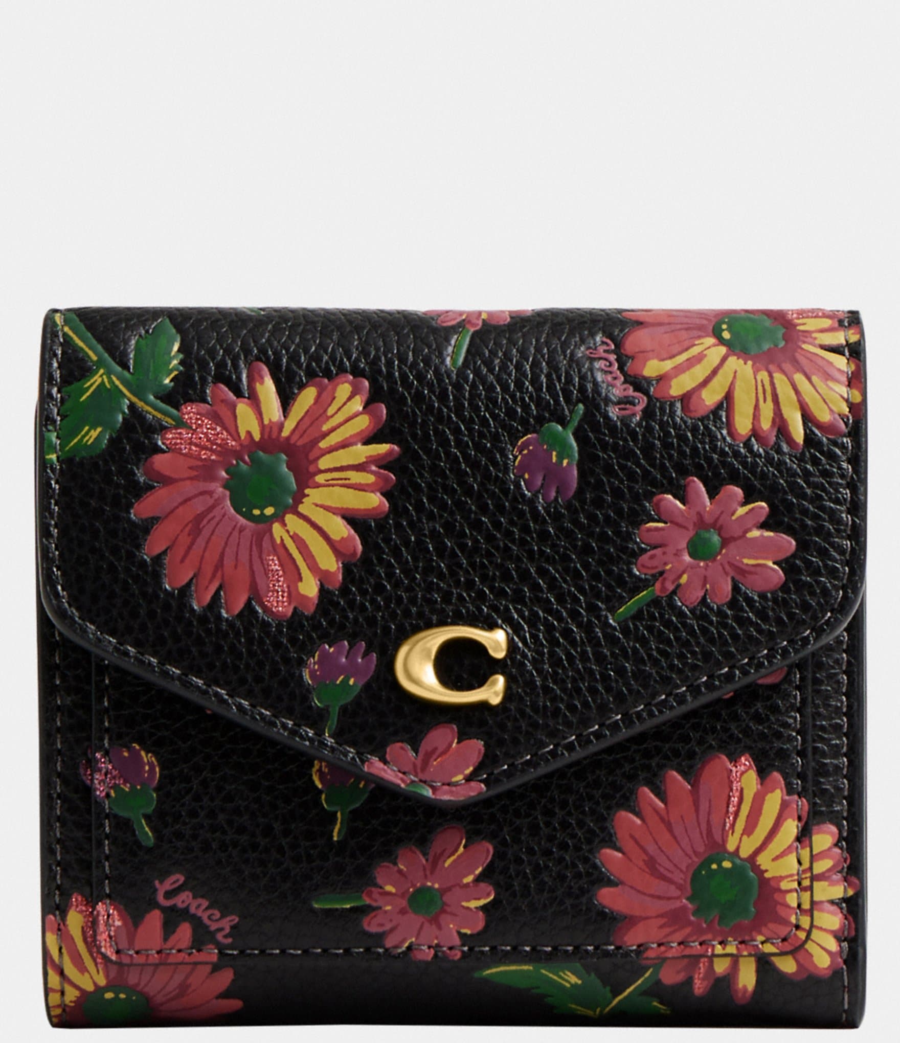 Coach Tea Rose Wolf Floral Print Corner Zip Small Wristlet F57596 Sv/Red  Multi : Amazon.in: Shoes & Handbags
