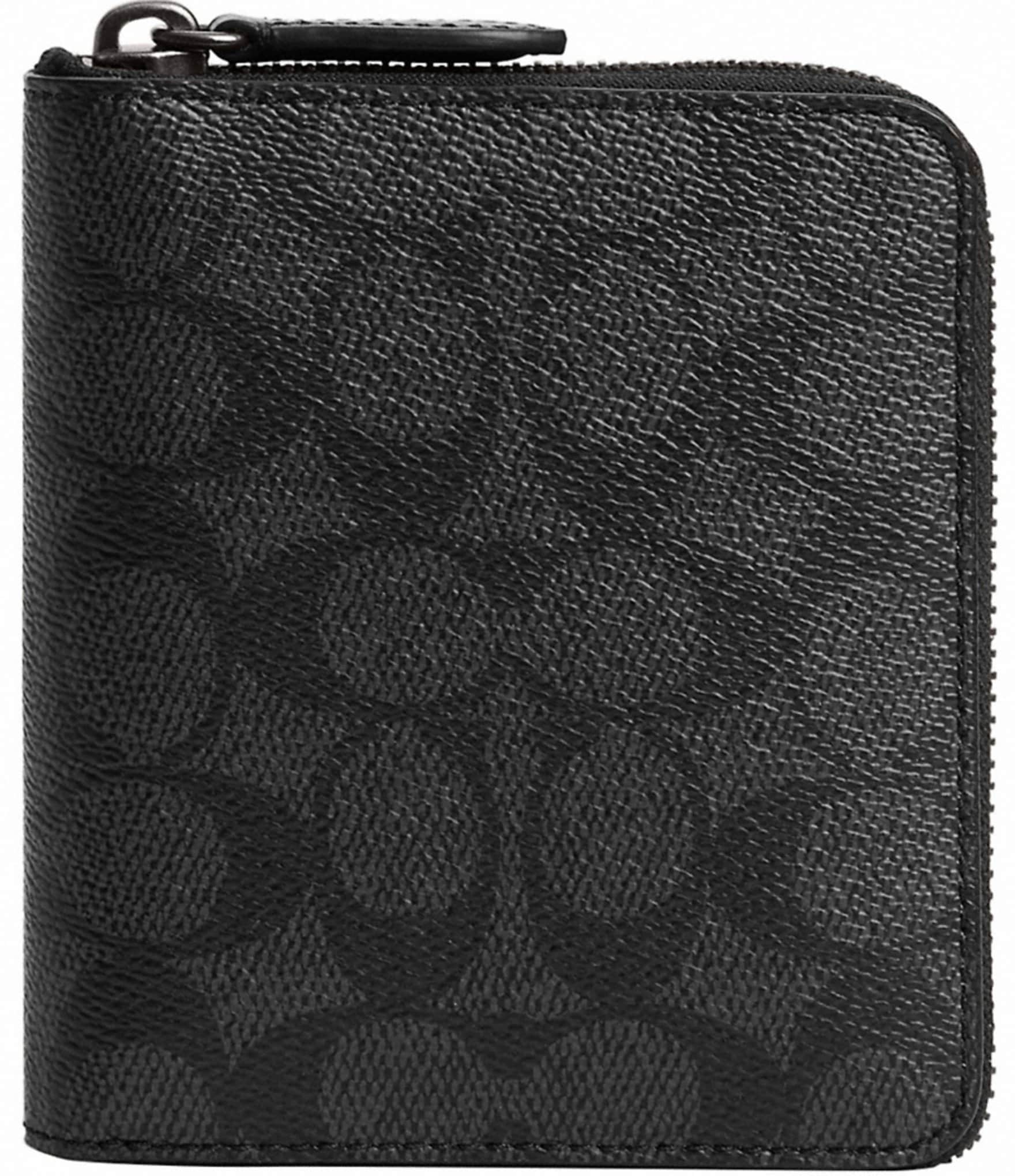 COACH Zip Around Signature Canvas Coin Wallet