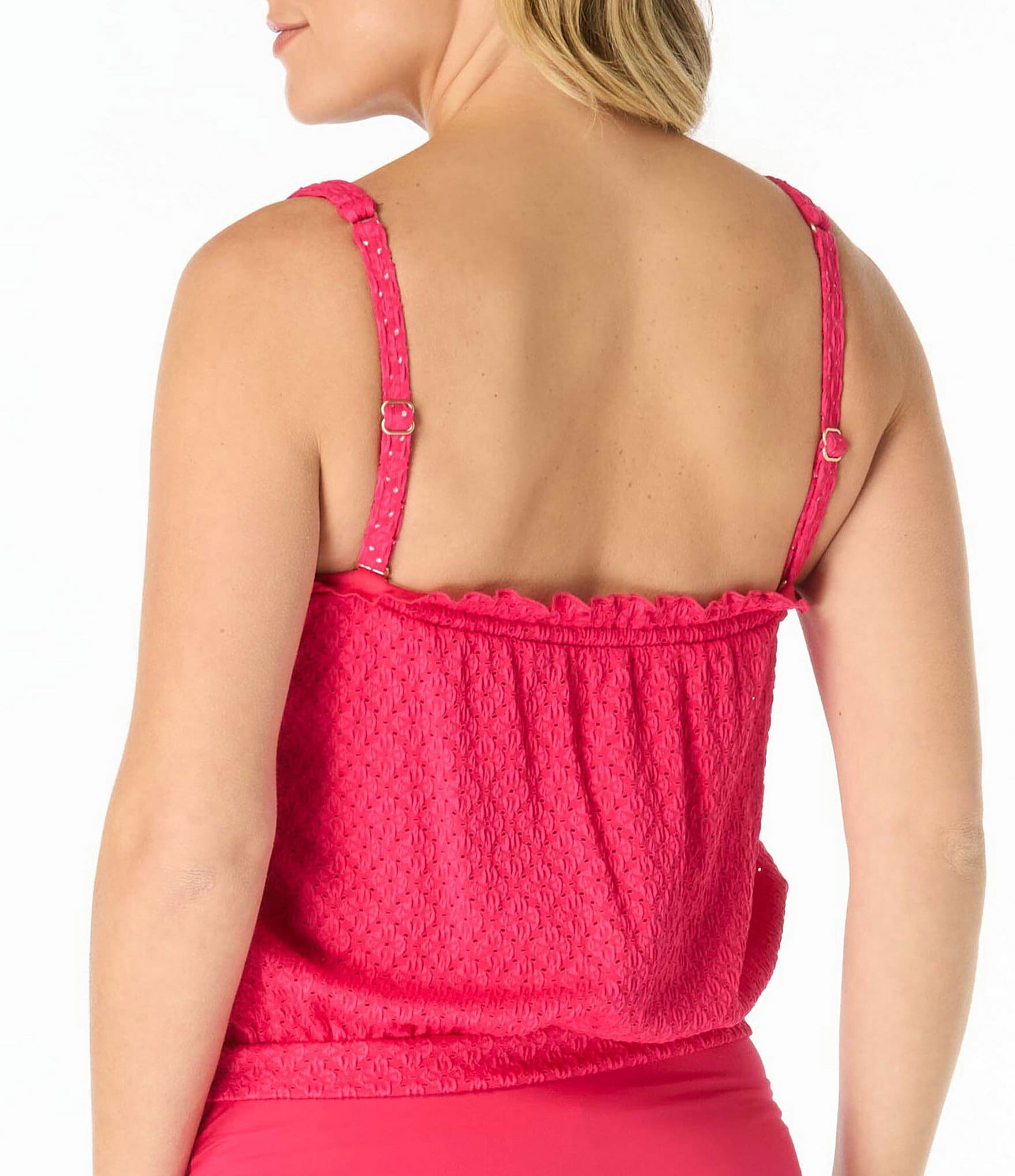 Coco Reef Summer Trellis Ruffle Underwire Bra Size Strapless Blouson Tankini Swim Top