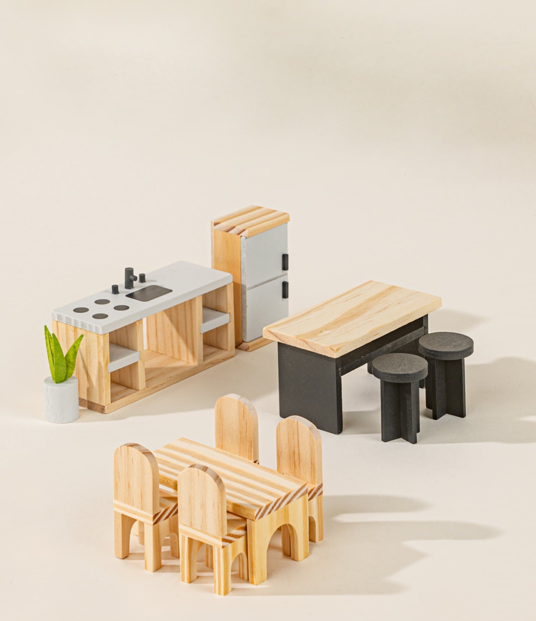 Coco Village Kitchen Furniture & Accessories 11-Piece Set for Wooden  Dollhouse