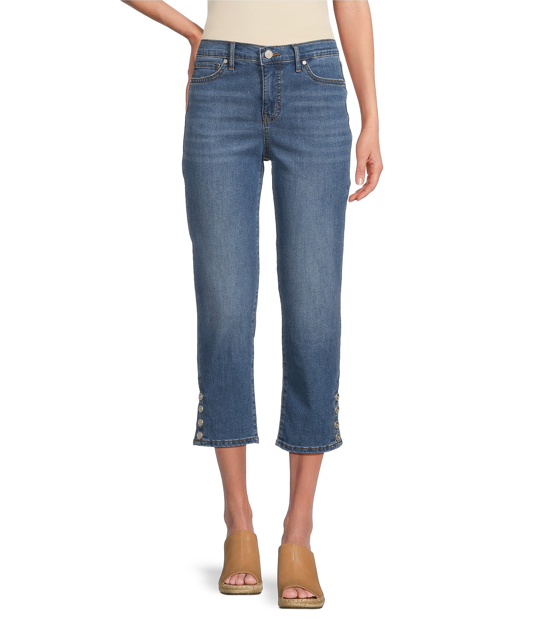 Code Bleu Chelsea Denim Capri Button Snap Hem Jeans | Dillard's