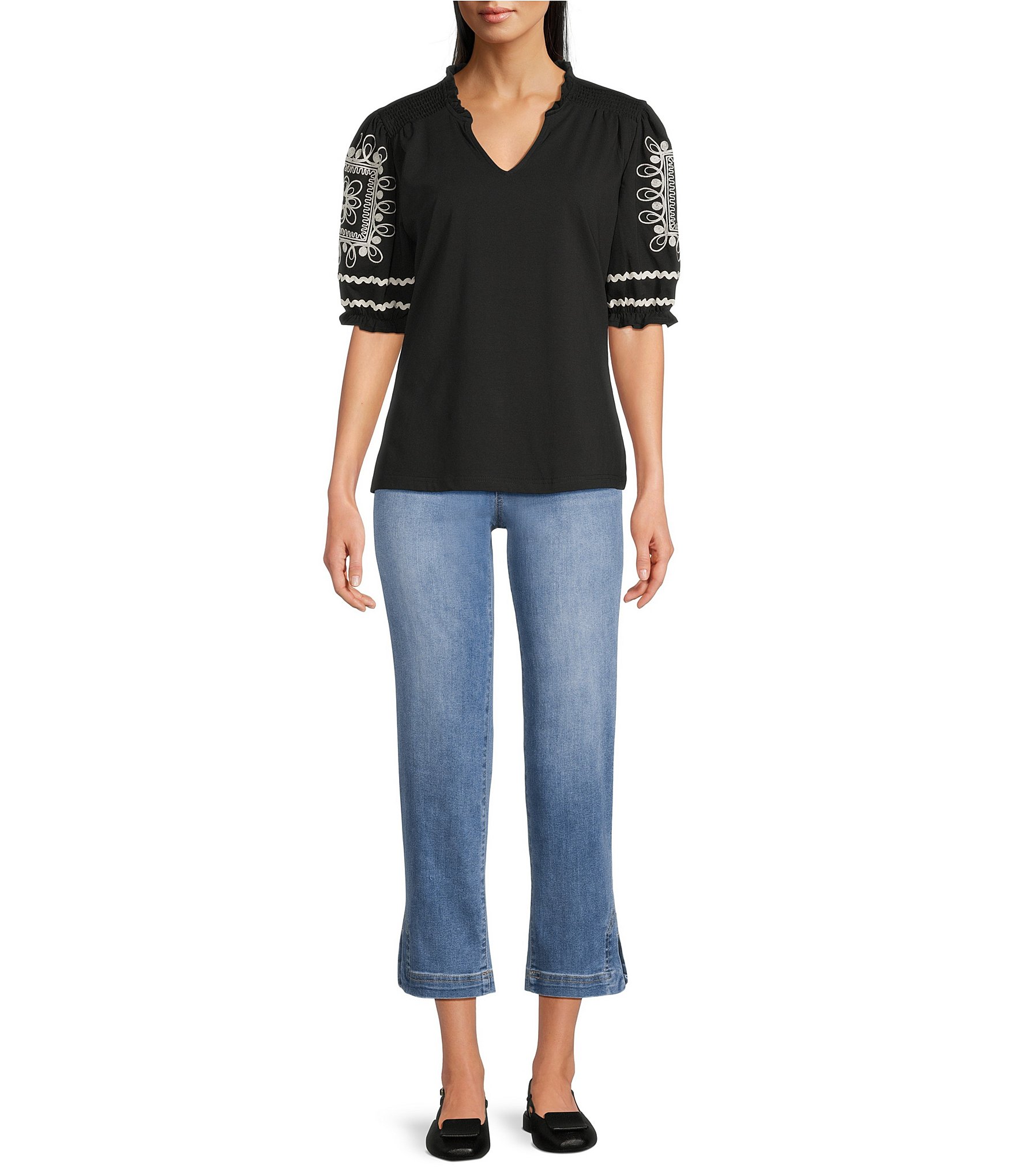 Code Bleu Chelsea High Rise Stretch Denim Straight Leg Cropped Jeans