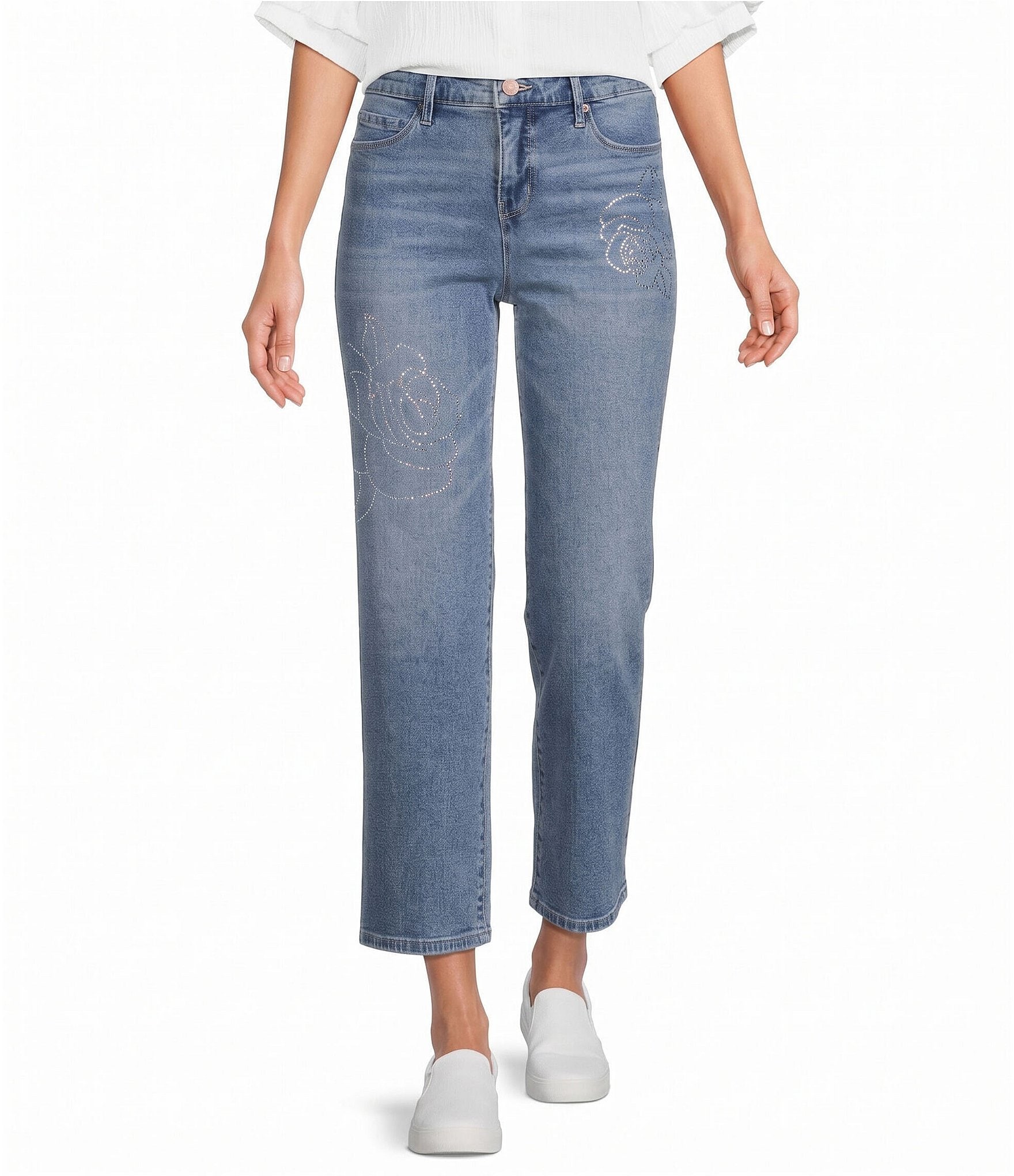 Code Bleu Denim High Rise Straight Leg Ankle Jeans