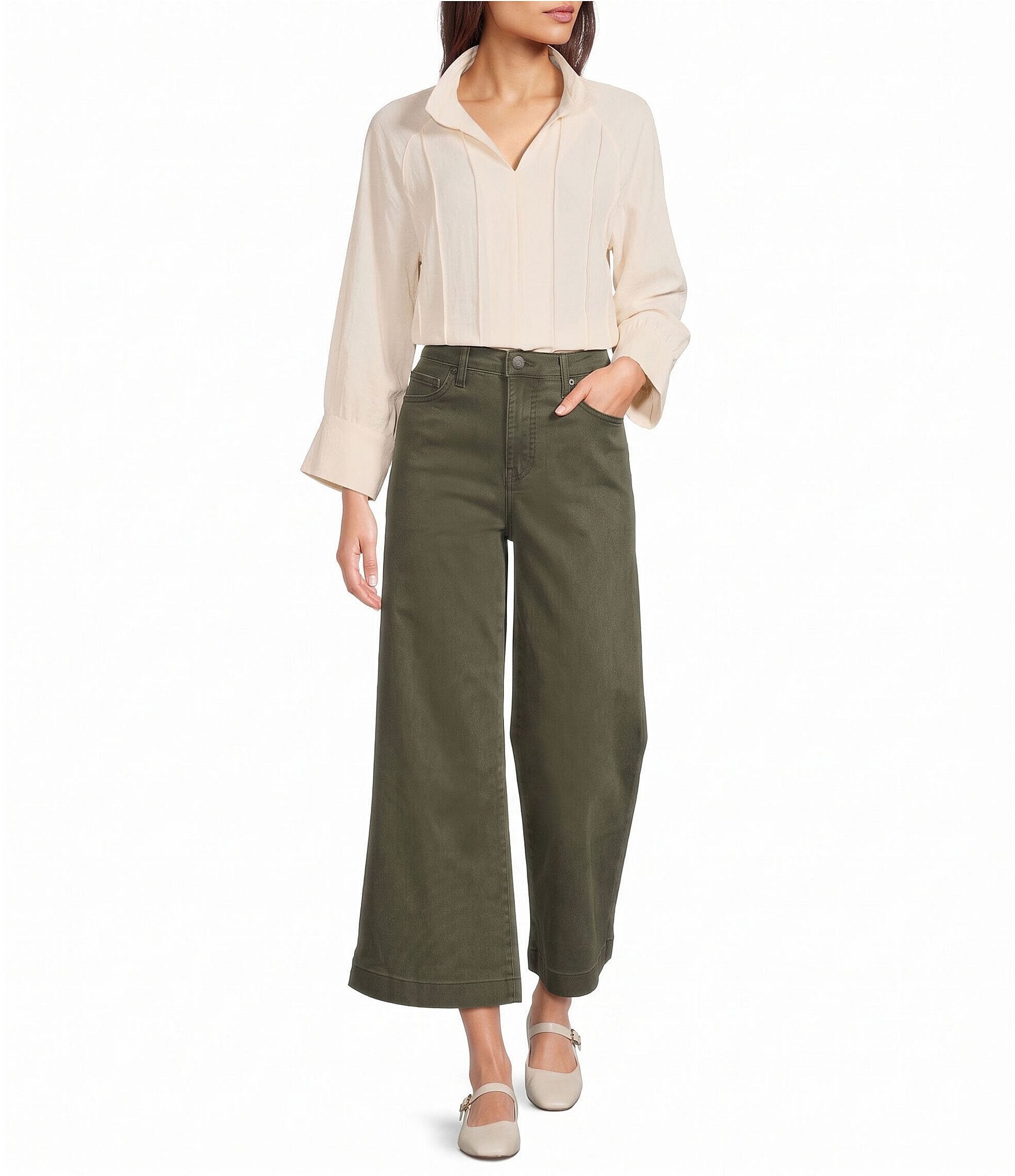 Code Bleu Denim High Rise Wide Leg Ankle Jeans