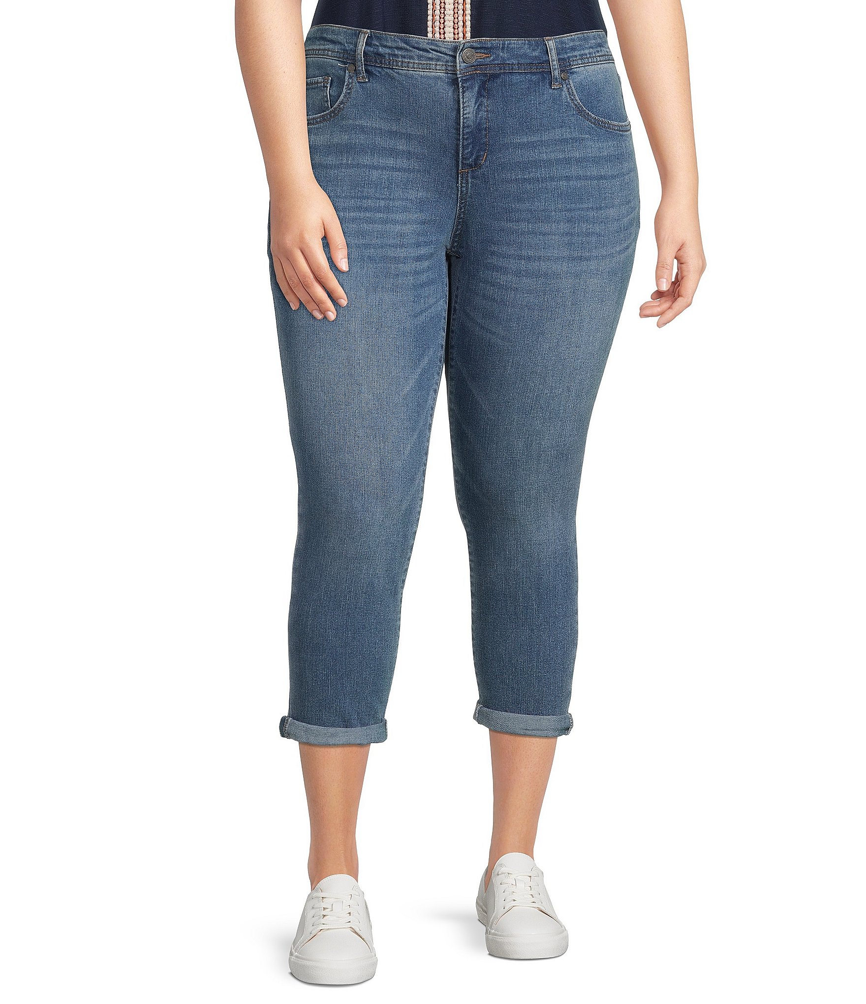 Code Bleu Plus Size Rolled Cuff Weekend Jeans | Dillard's