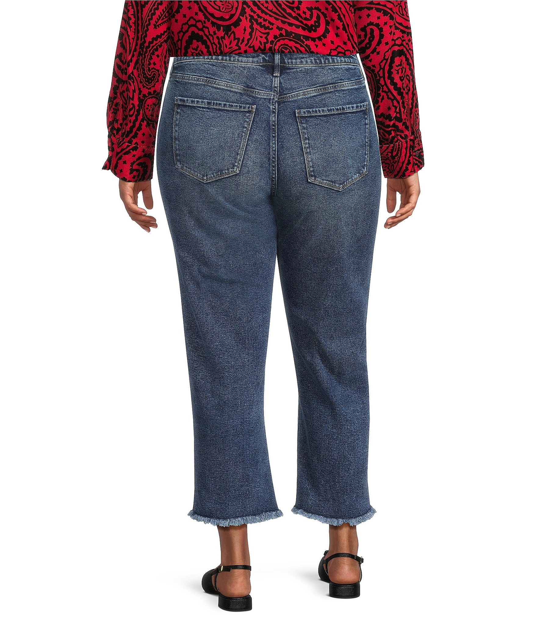 Code Bleu Plus Size Stretch Denim Straight Leg High Rise Jeans