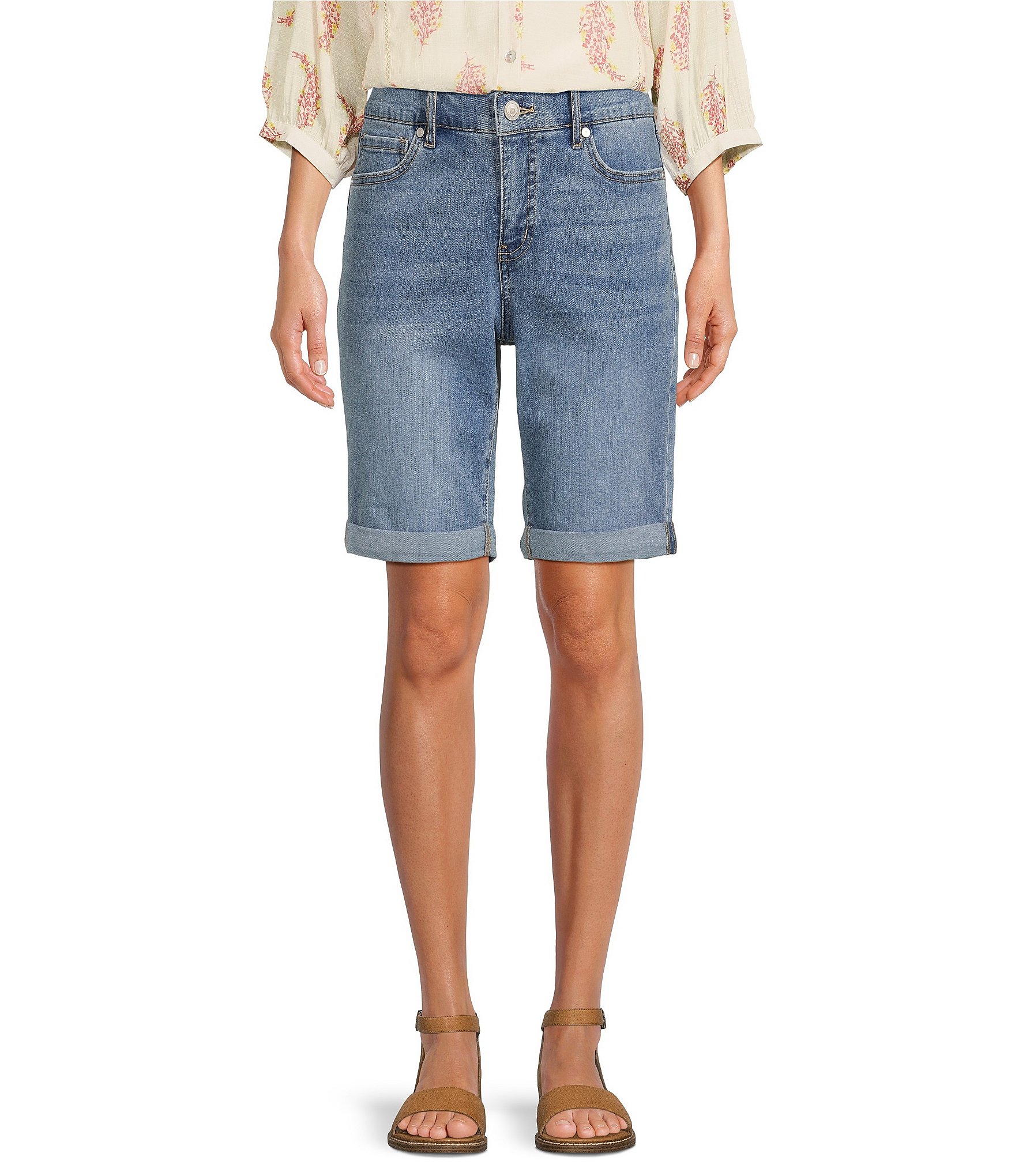 Code Bleu Soho Mid-Rise Rolled Hem Bermuda Shorts | Dillard's