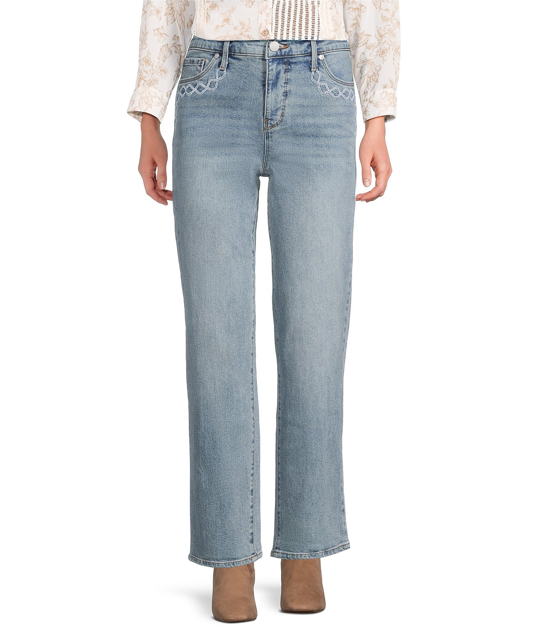 Code Bleu Stretch Denim High Rise Straight Leg Ankle Length Jeans