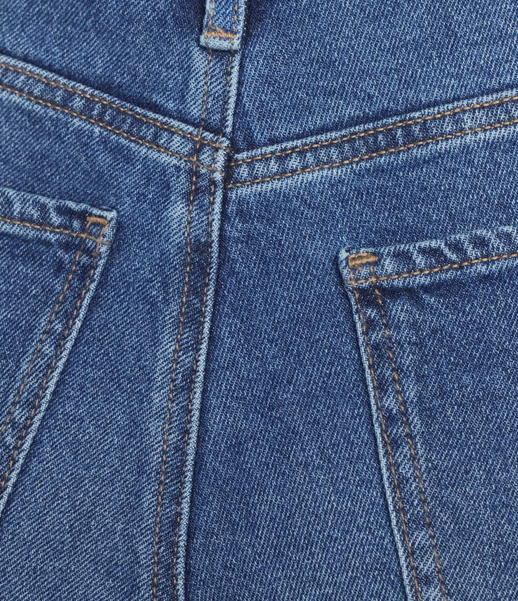 Code Bleu Stretch Two Tone High Rise Wide Leg Cropped Jeans