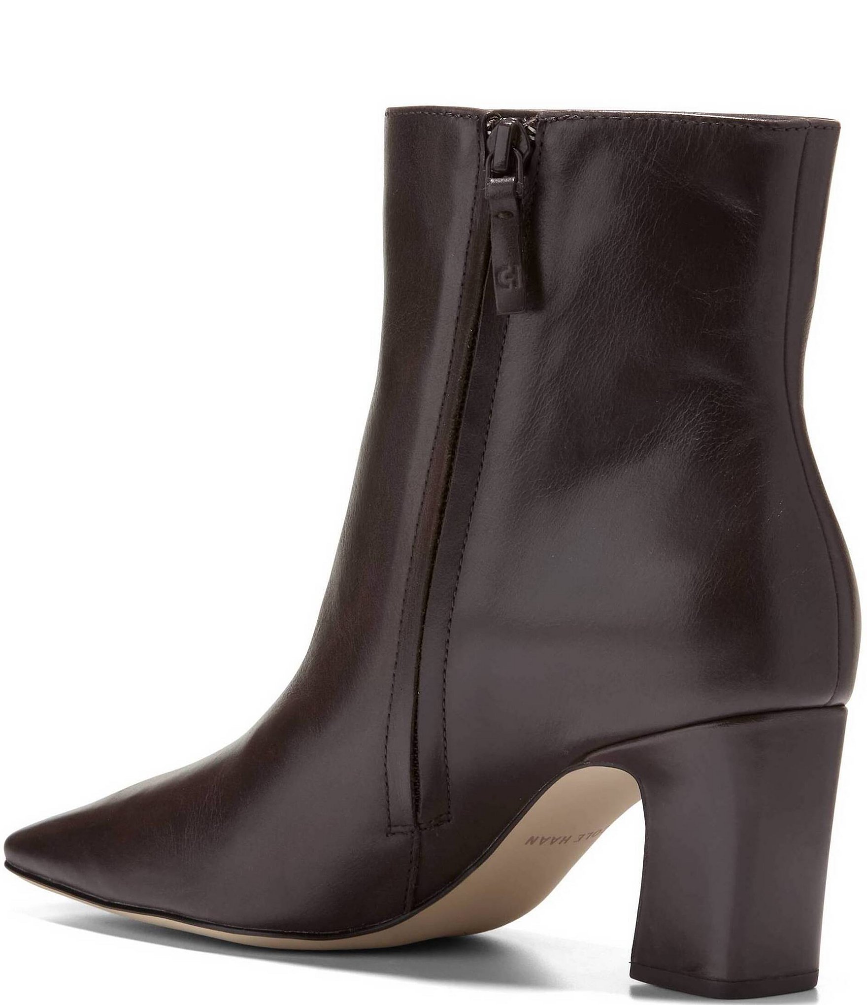 Cole Haan Blanche Snip Toe Block Heel Leather Booties