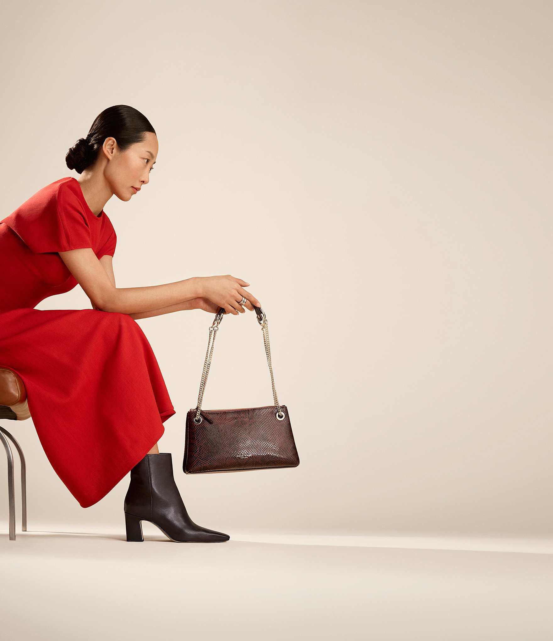 Cole Haan Blanche Snip Toe Block Heel Leather Booties