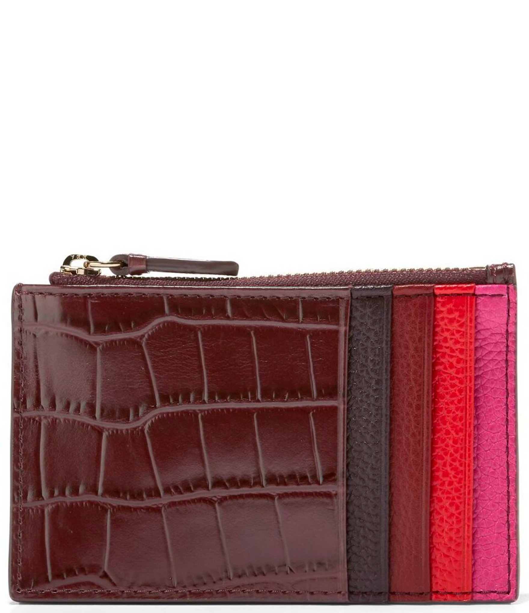 Red logo-embossed Large Zip Wallet