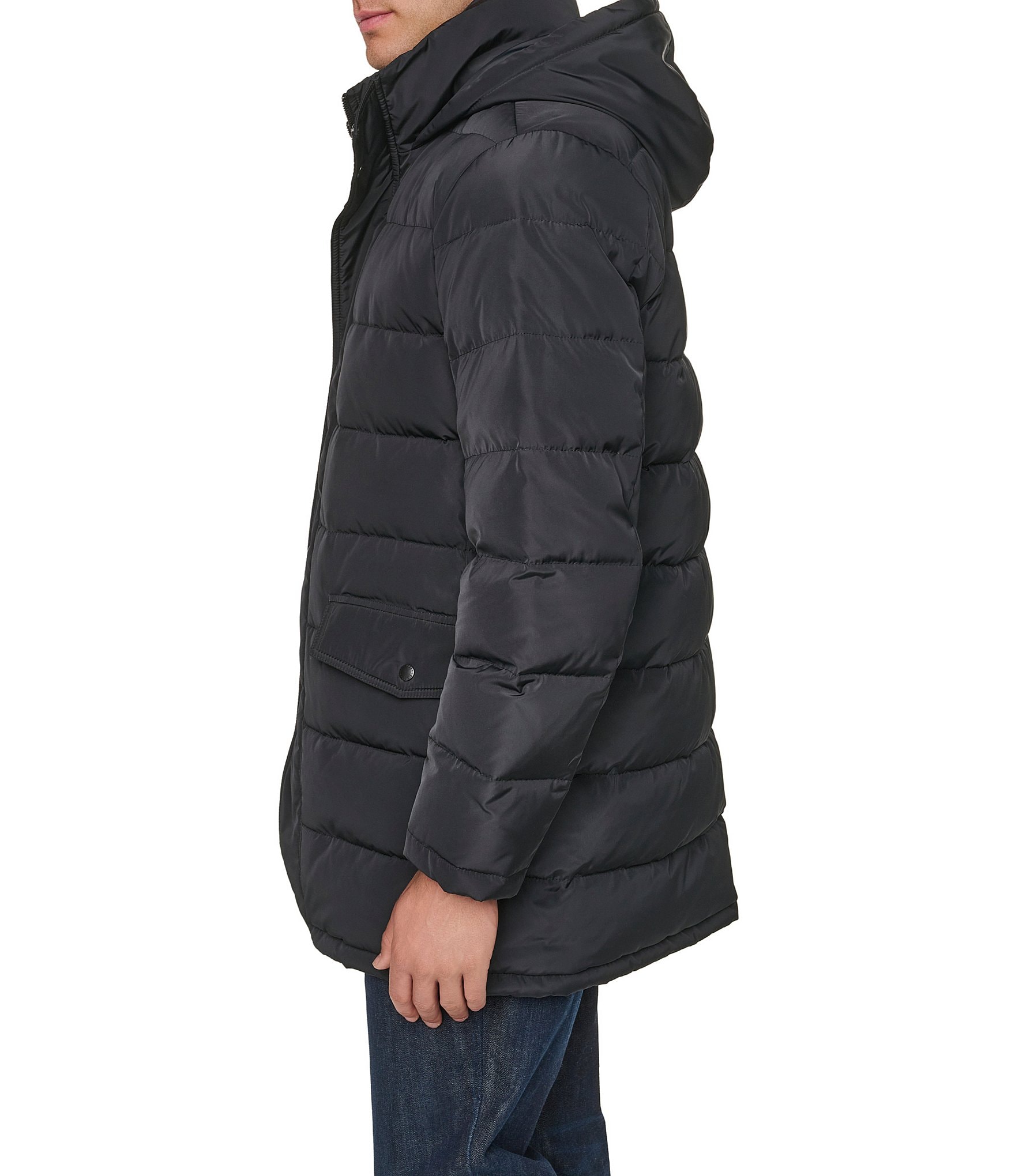 Cole Haan Channel Quilted Down Hooded Parka Coat