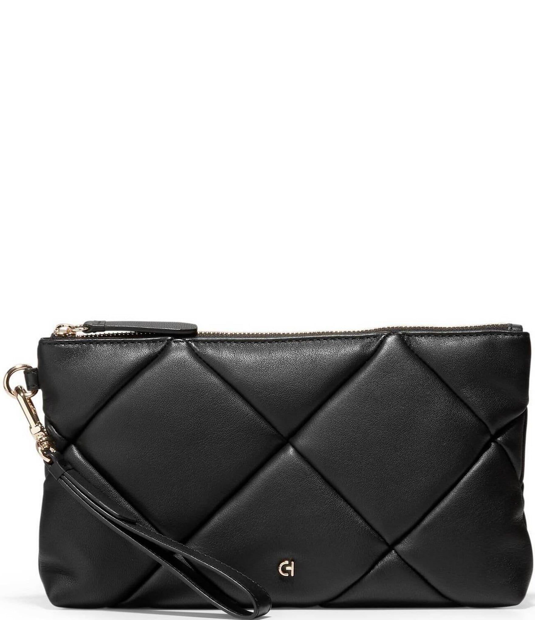 Cole Haan Essential Black Quilted Leather Clutch Wristlet