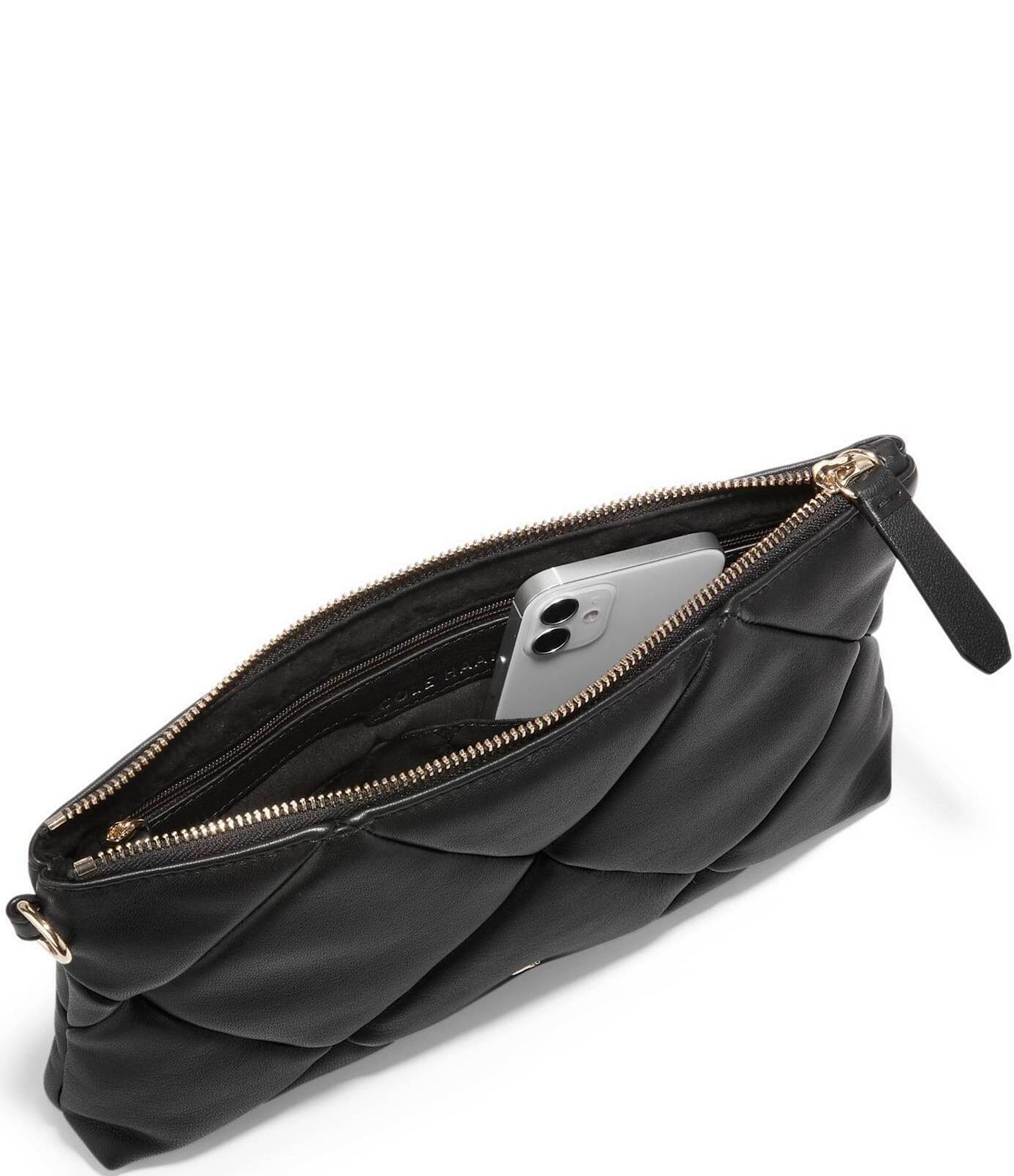 Cole Haan Essential Black Quilted Leather Clutch Wristlet