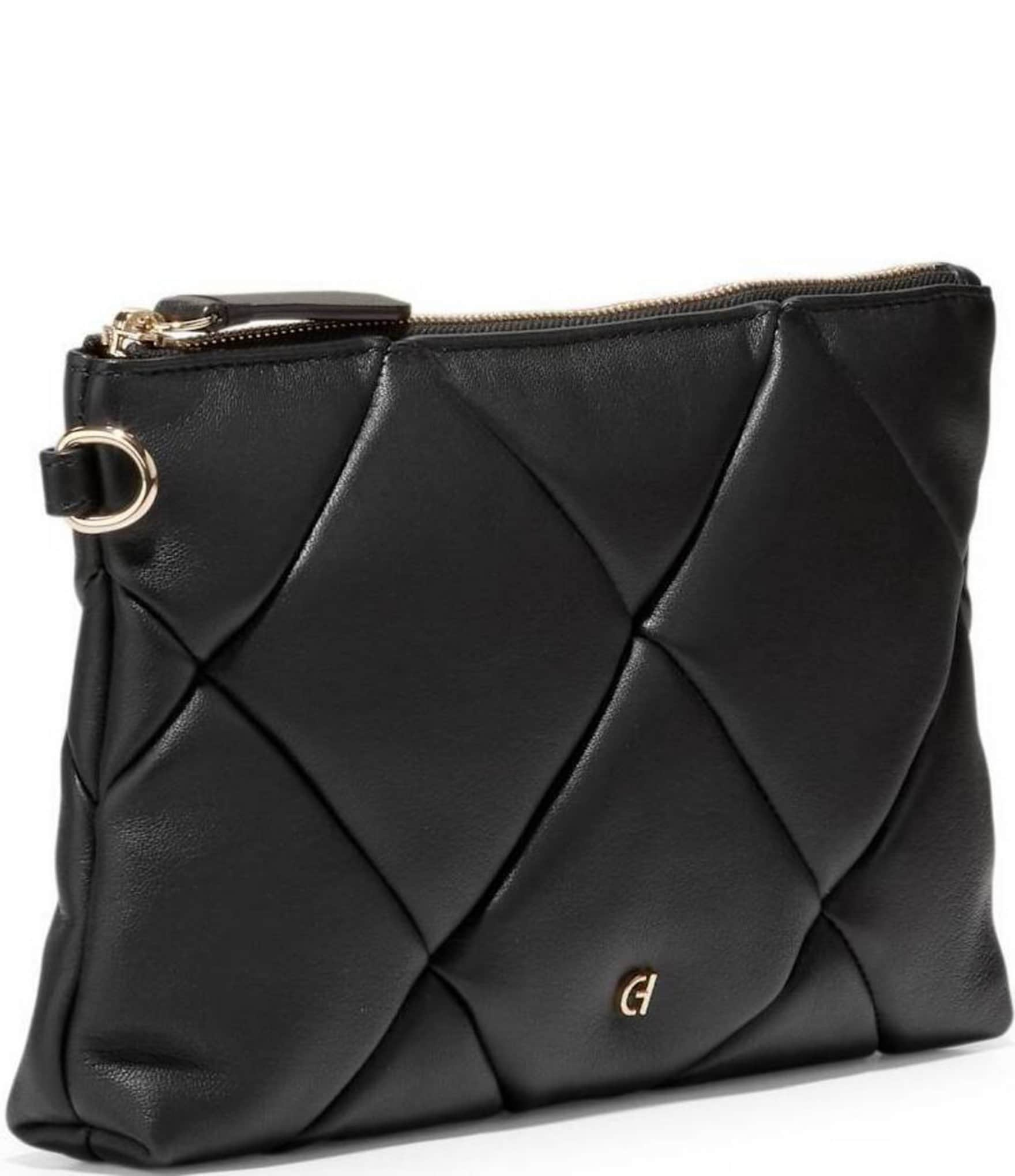 Cole Haan Essential Black Quilted Leather Clutch Wristlet