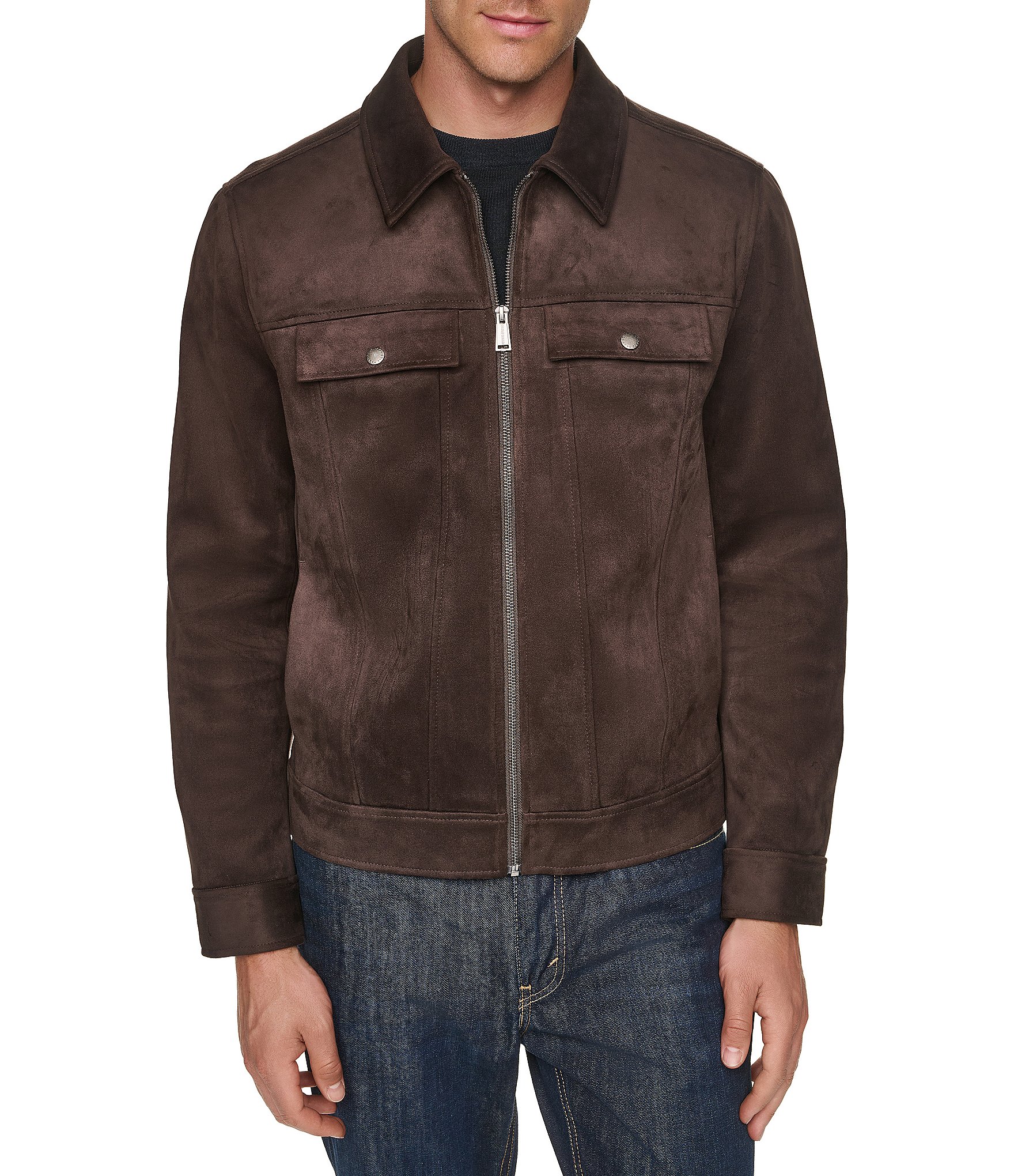 Cole Haan Faux Suede Trucker Jacket