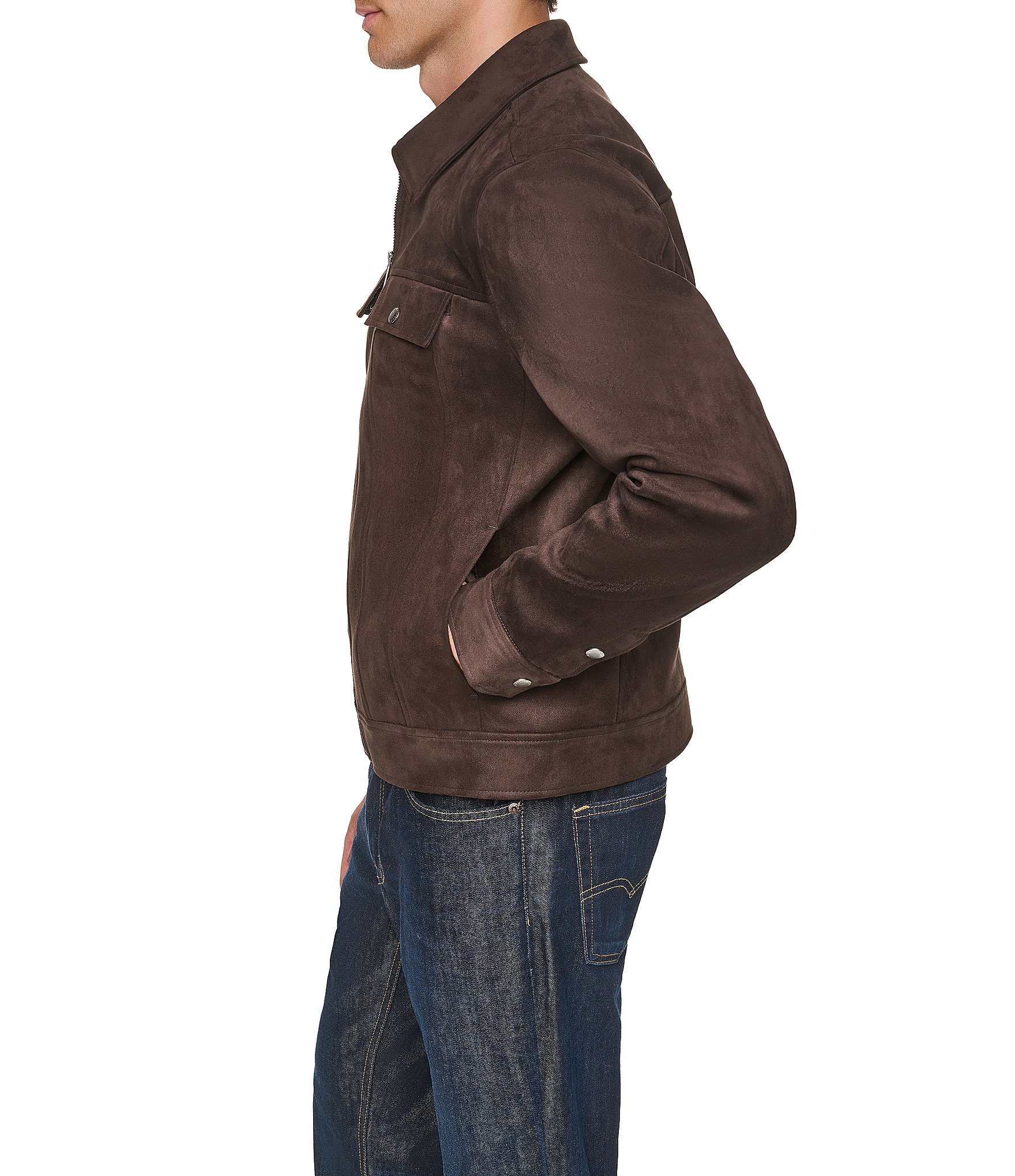 Cole Haan Faux Suede Trucker Jacket