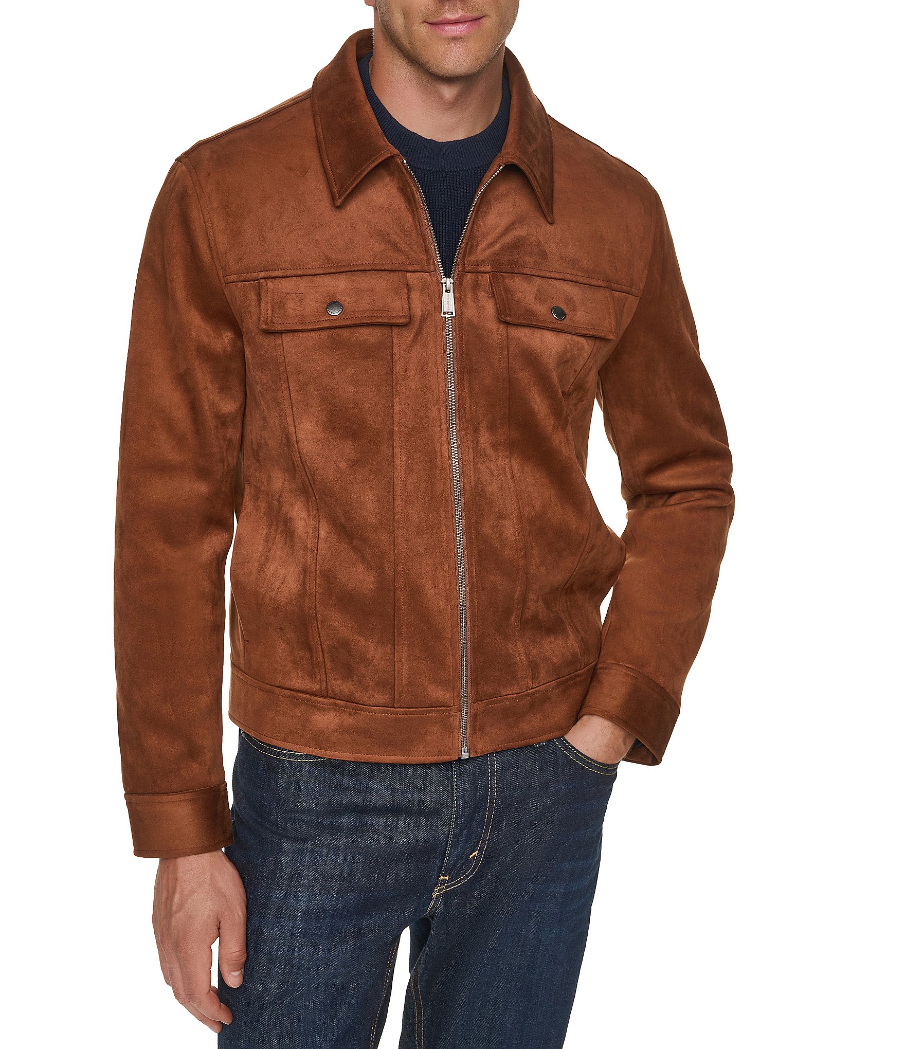 Cole Haan Faux Suede Trucker Jacket