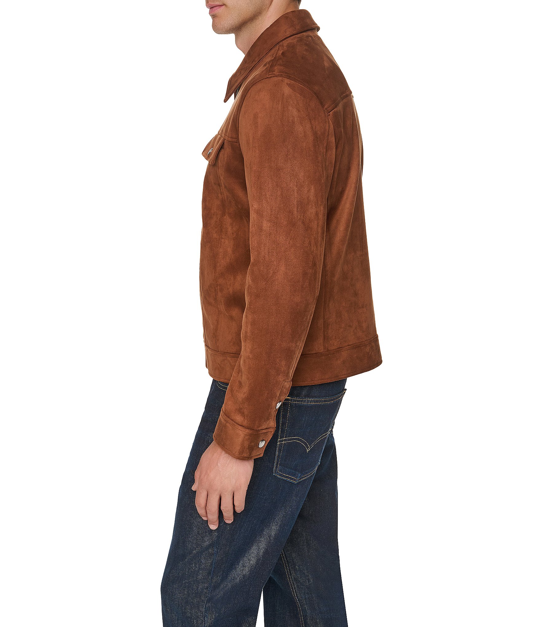 Cole Haan Faux Suede Trucker Jacket