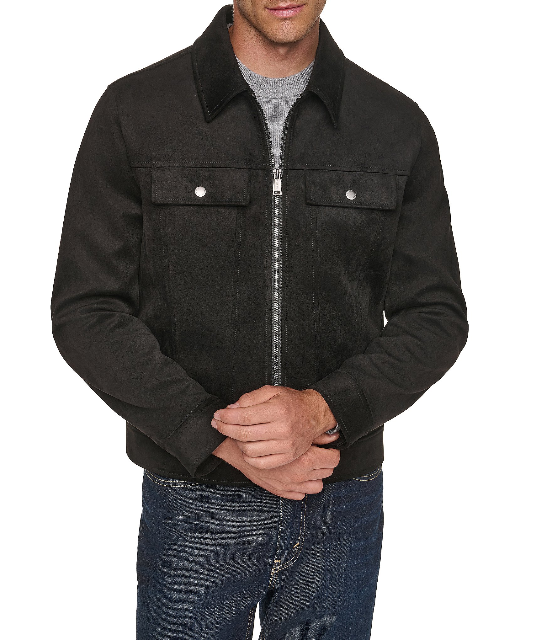 Cole Haan Faux Suede Trucker Jacket