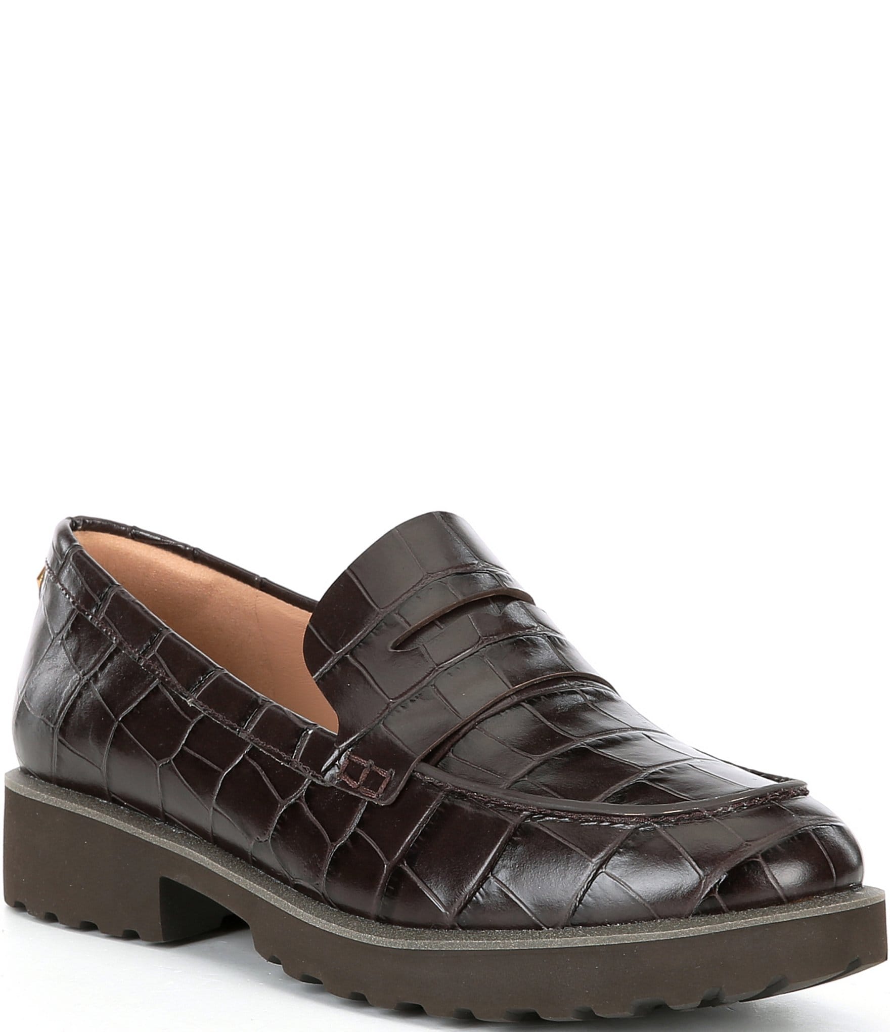 Cole Haan Geneva Leather Crocodile Embossed Loafers