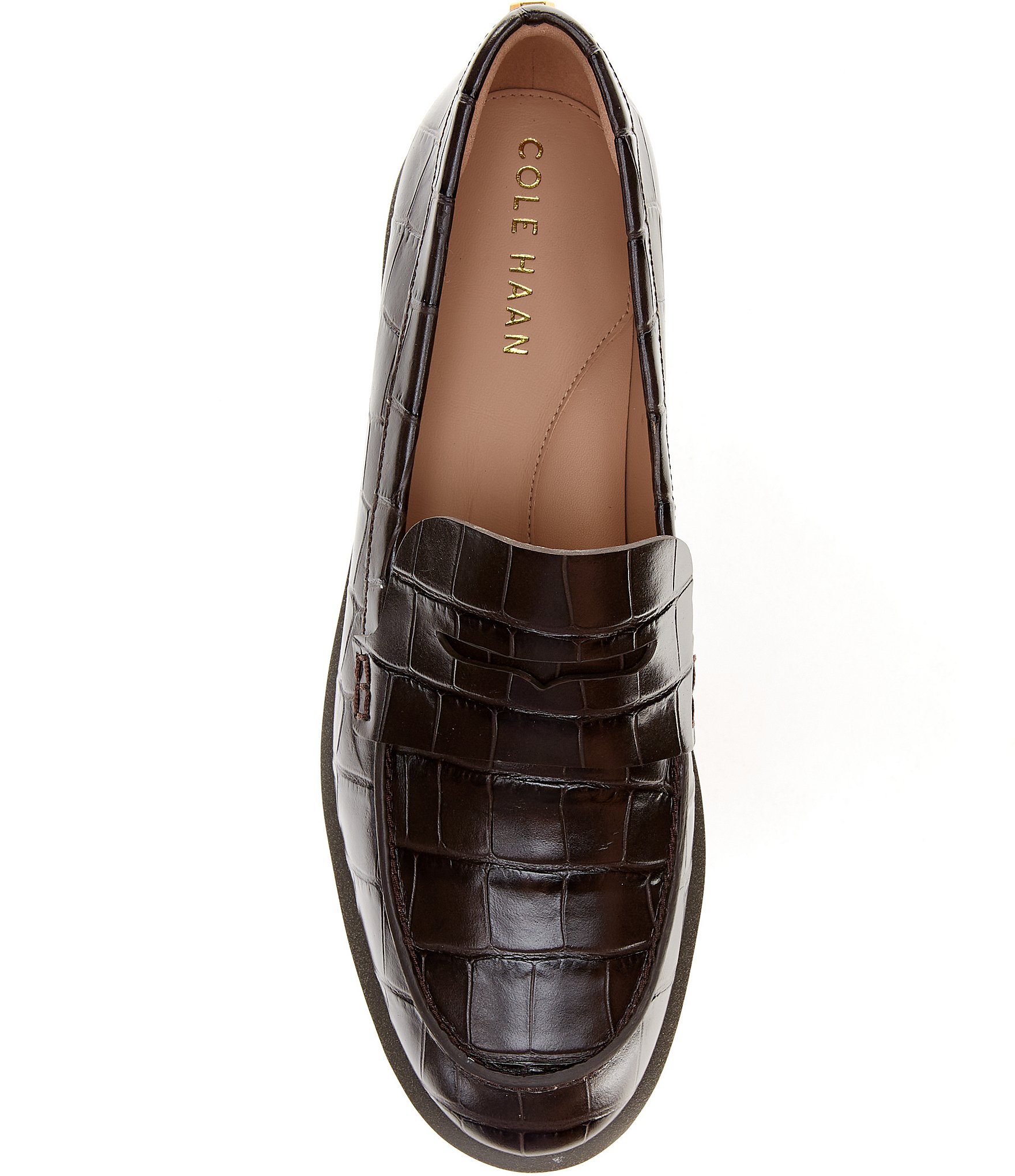 Cole Haan Geneva Leather Crocodile Embossed Loafers