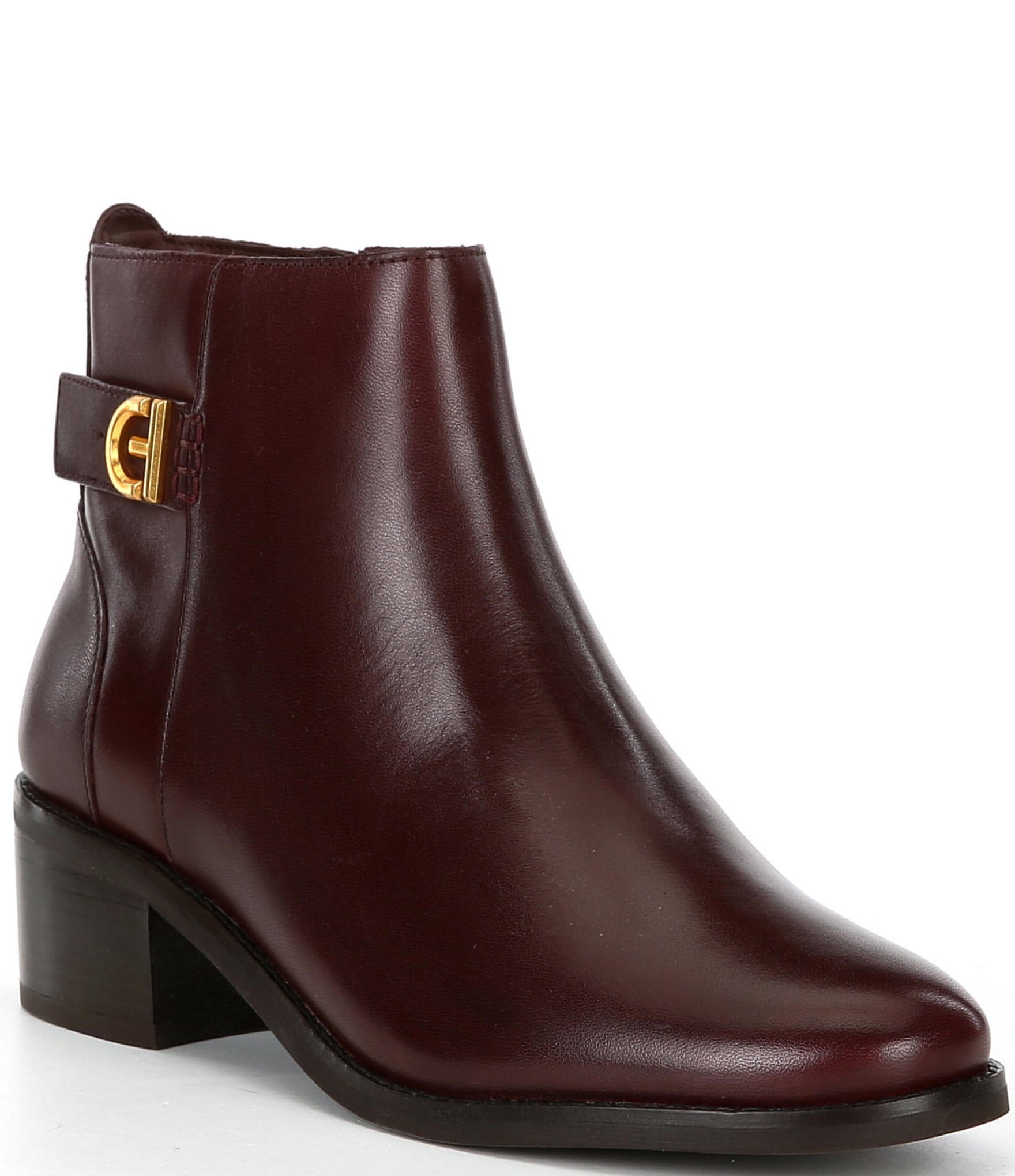 Cole Haan Holis Leather Logo Buckle Ankle Booties | Dillard's