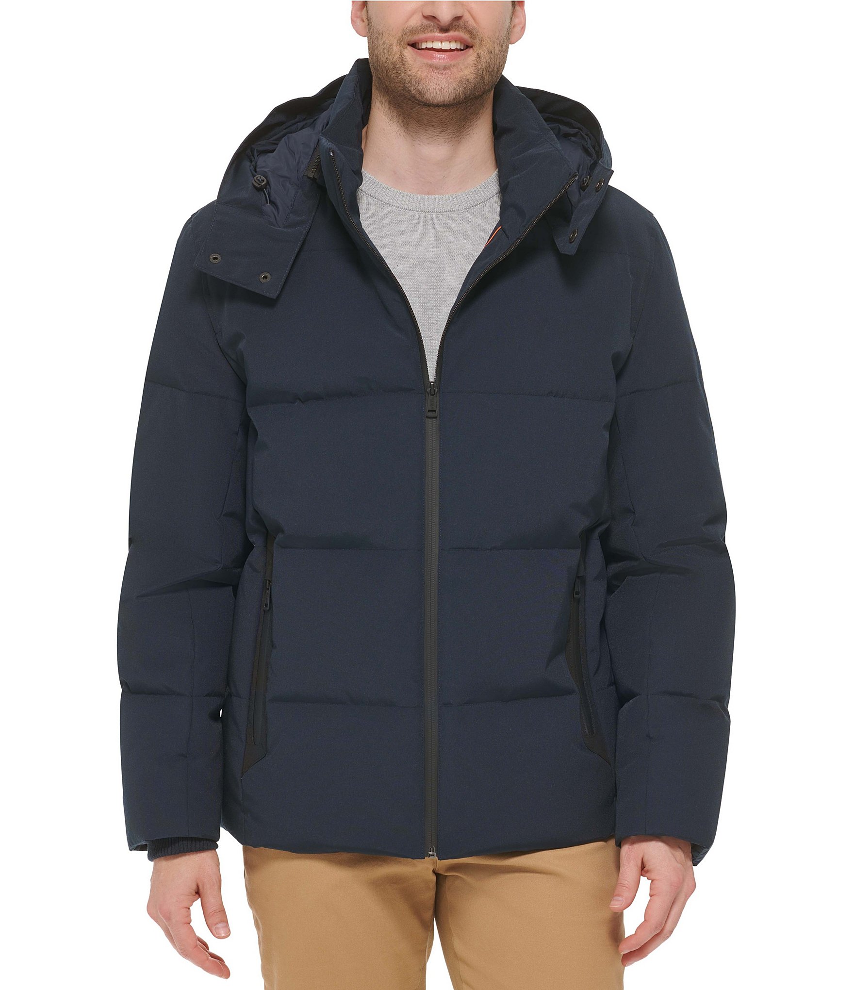 Cole Haan Hooded Down Zip Front Puffer Jacket