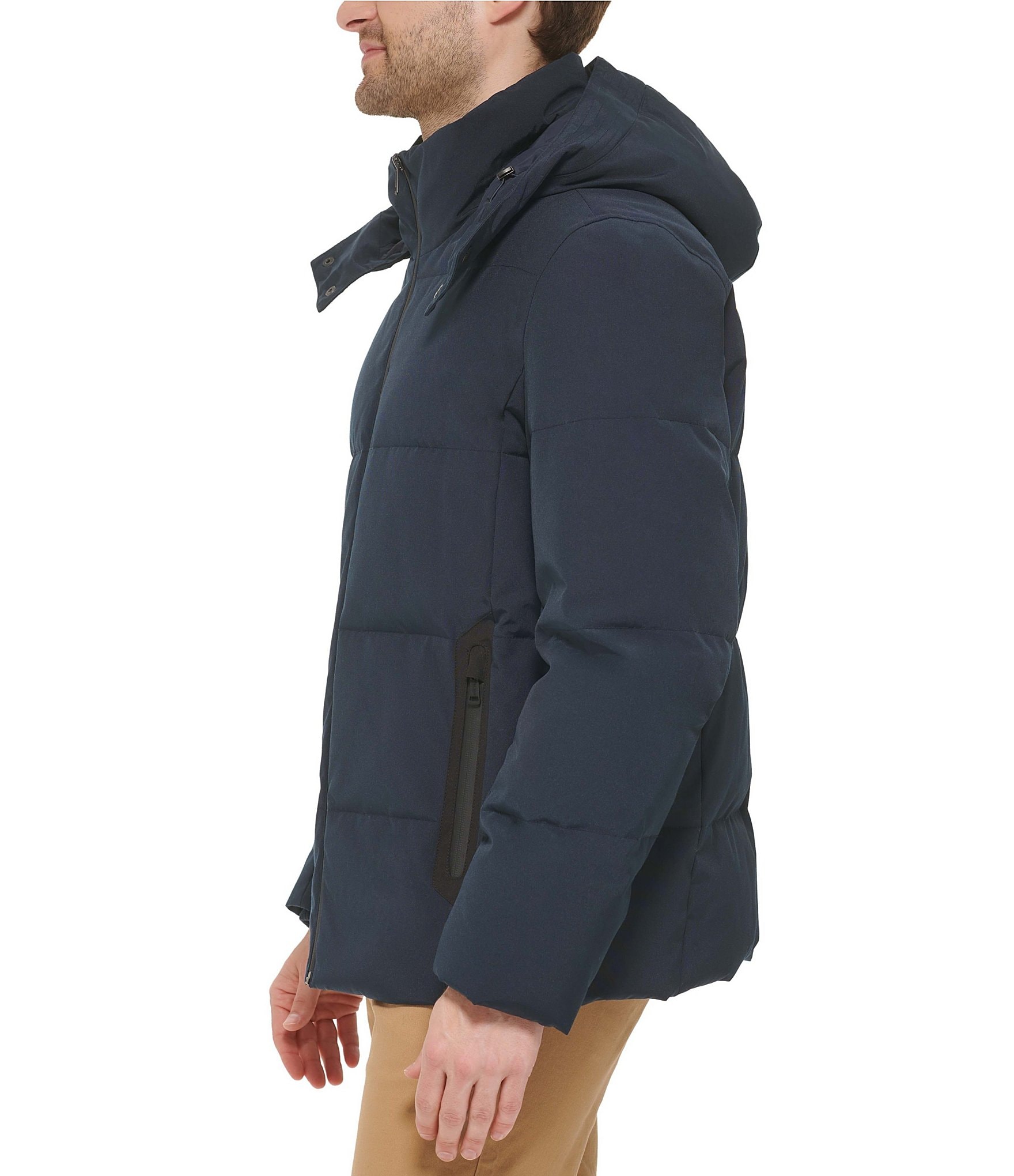 Cole Haan Hooded Down Zip Front Puffer Jacket