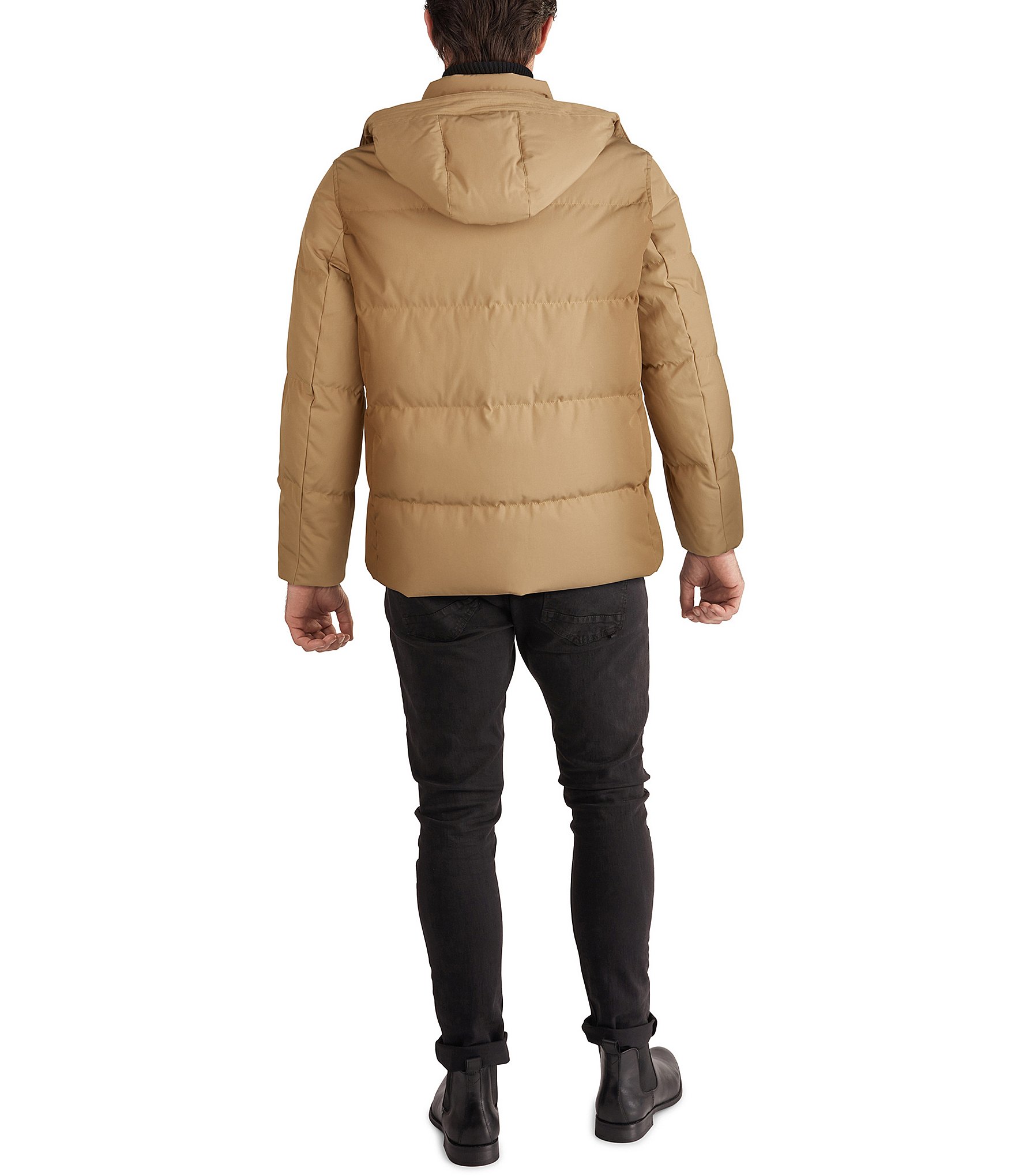 Cole Haan Hooded Down Zip Front Puffer Jacket