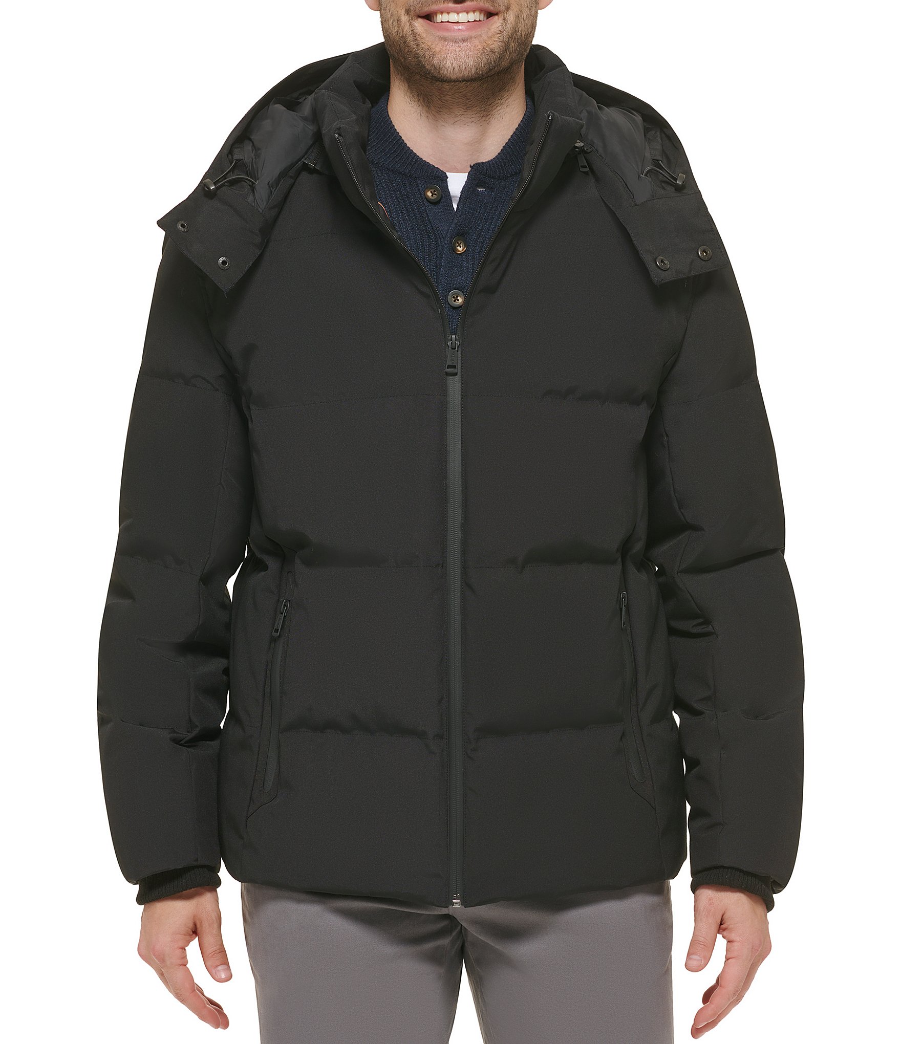 Cole Haan Hooded Down Zip Front Puffer Jacket