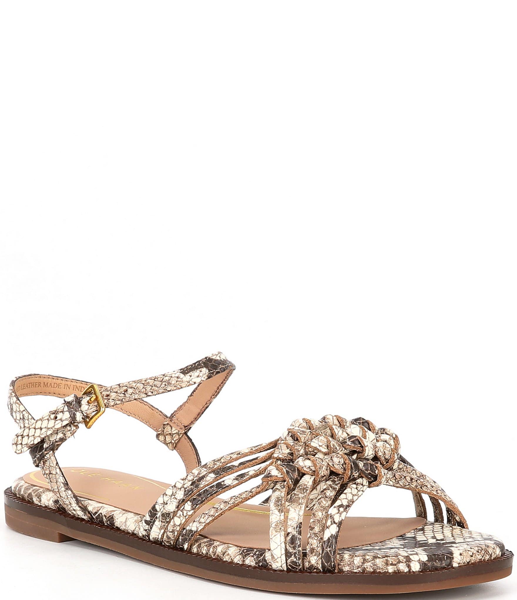 Cole Haan Jinty Knot Snake Embossed Leather Sandals | Dillard's