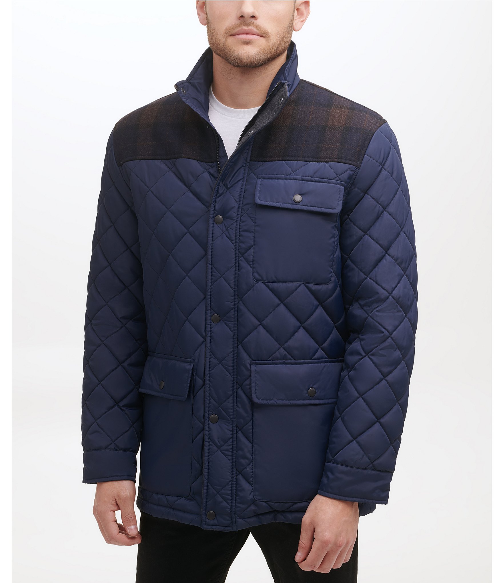 Cole Haan Diamond-Quilted Mixed-Media Jacket