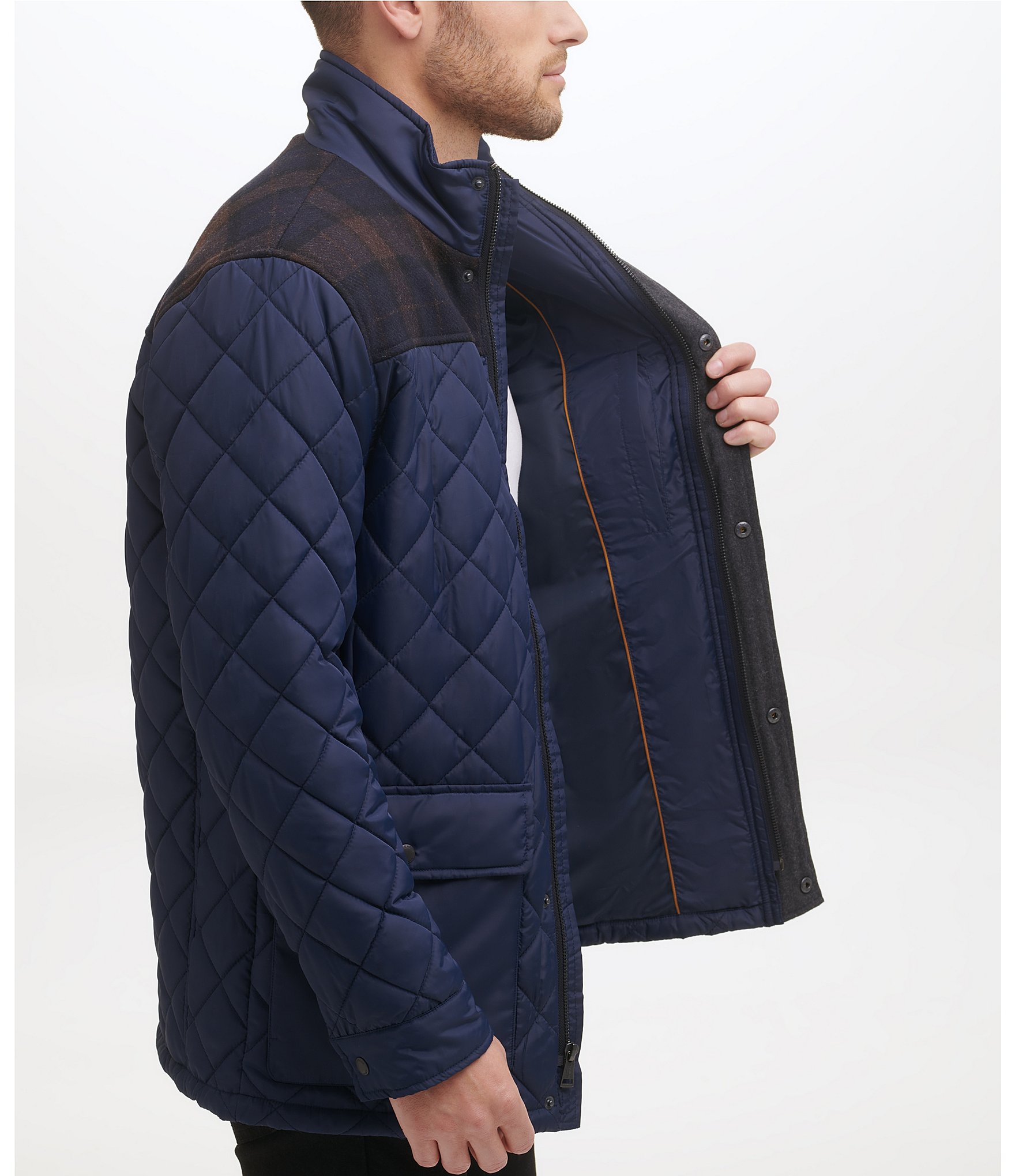 Cole Haan Diamond-Quilted Mixed-Media Jacket