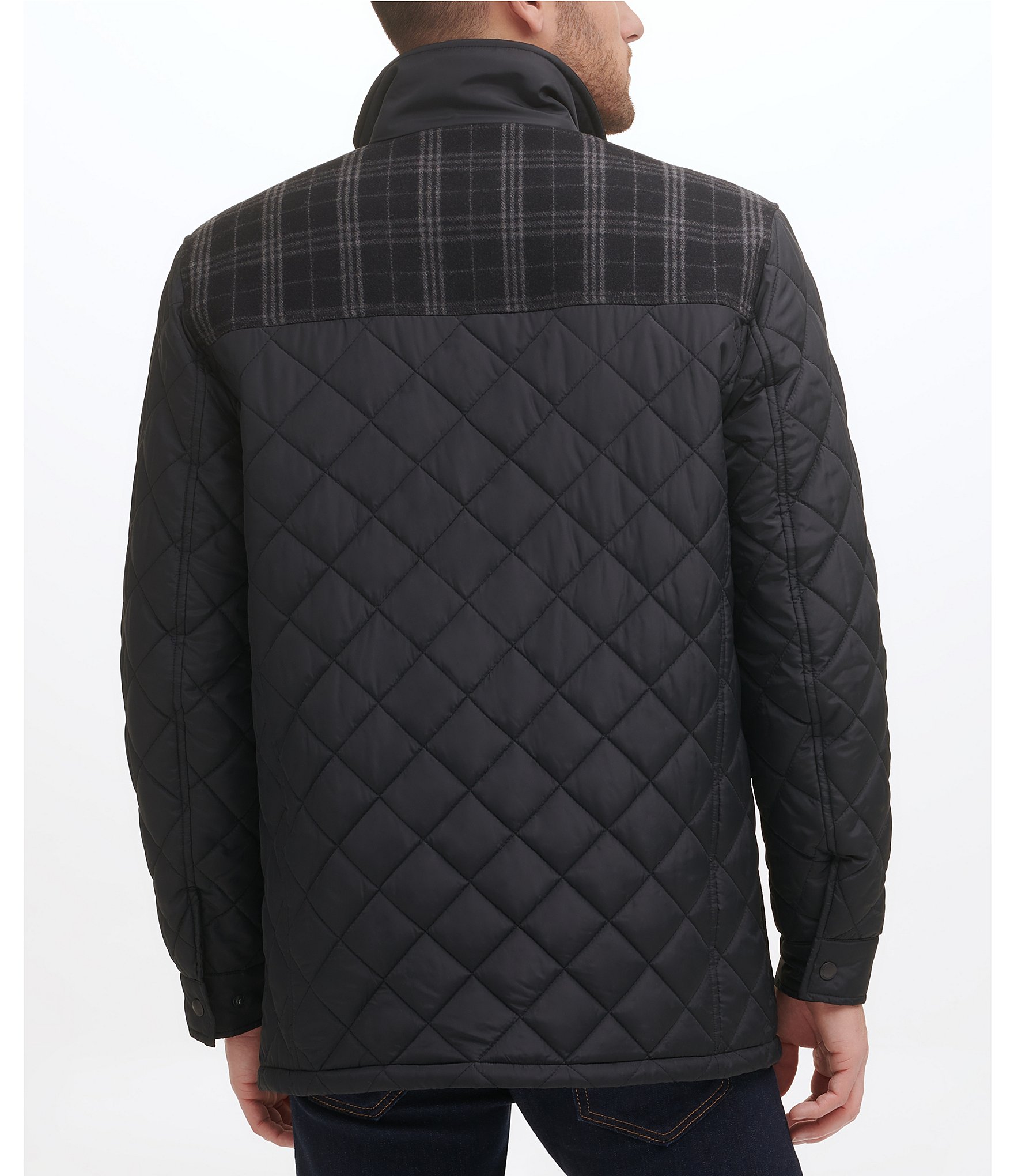 Cole Haan Diamond-Quilted Mixed-Media Jacket