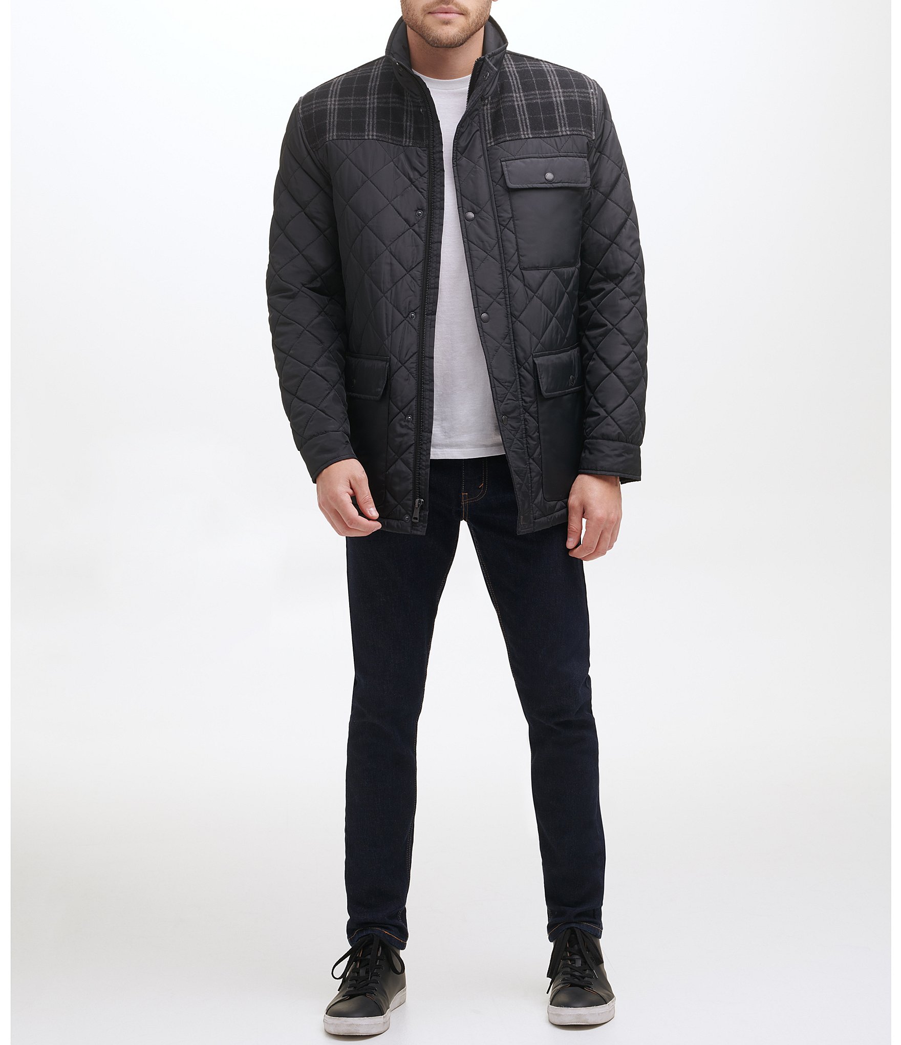 Cole Haan Diamond-Quilted Mixed-Media Jacket