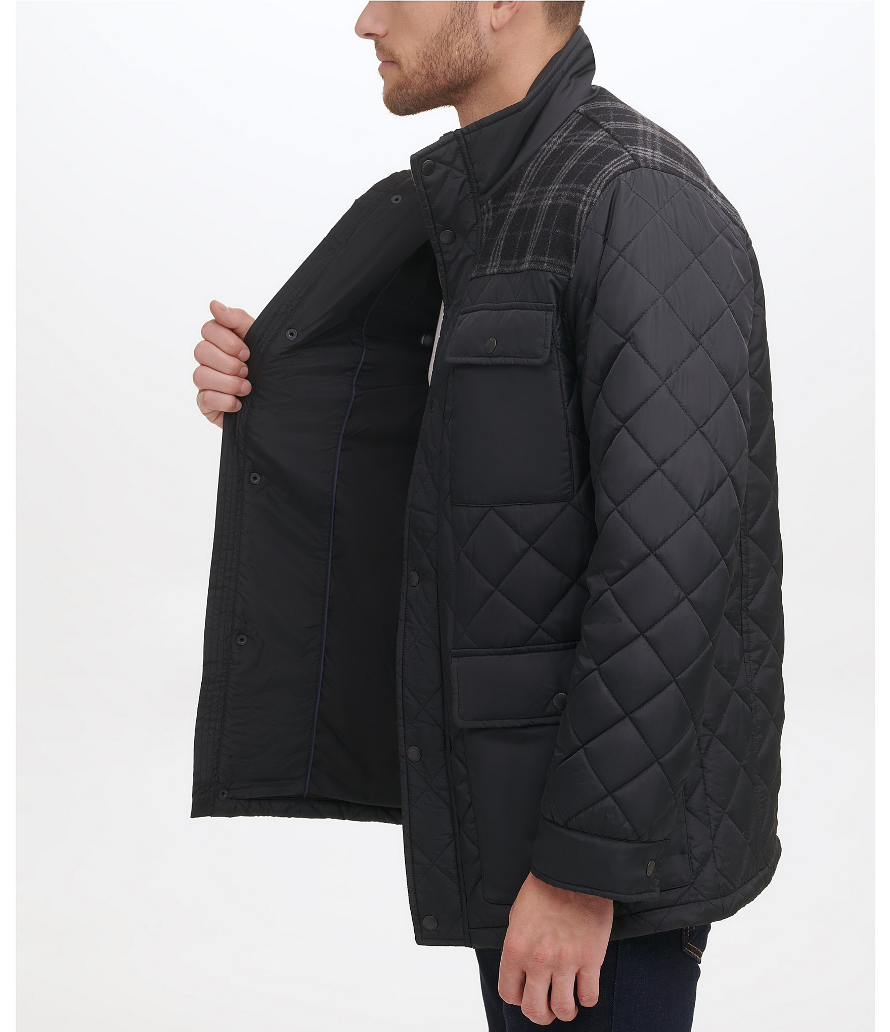 Cole Haan Diamond-Quilted Mixed-Media Jacket