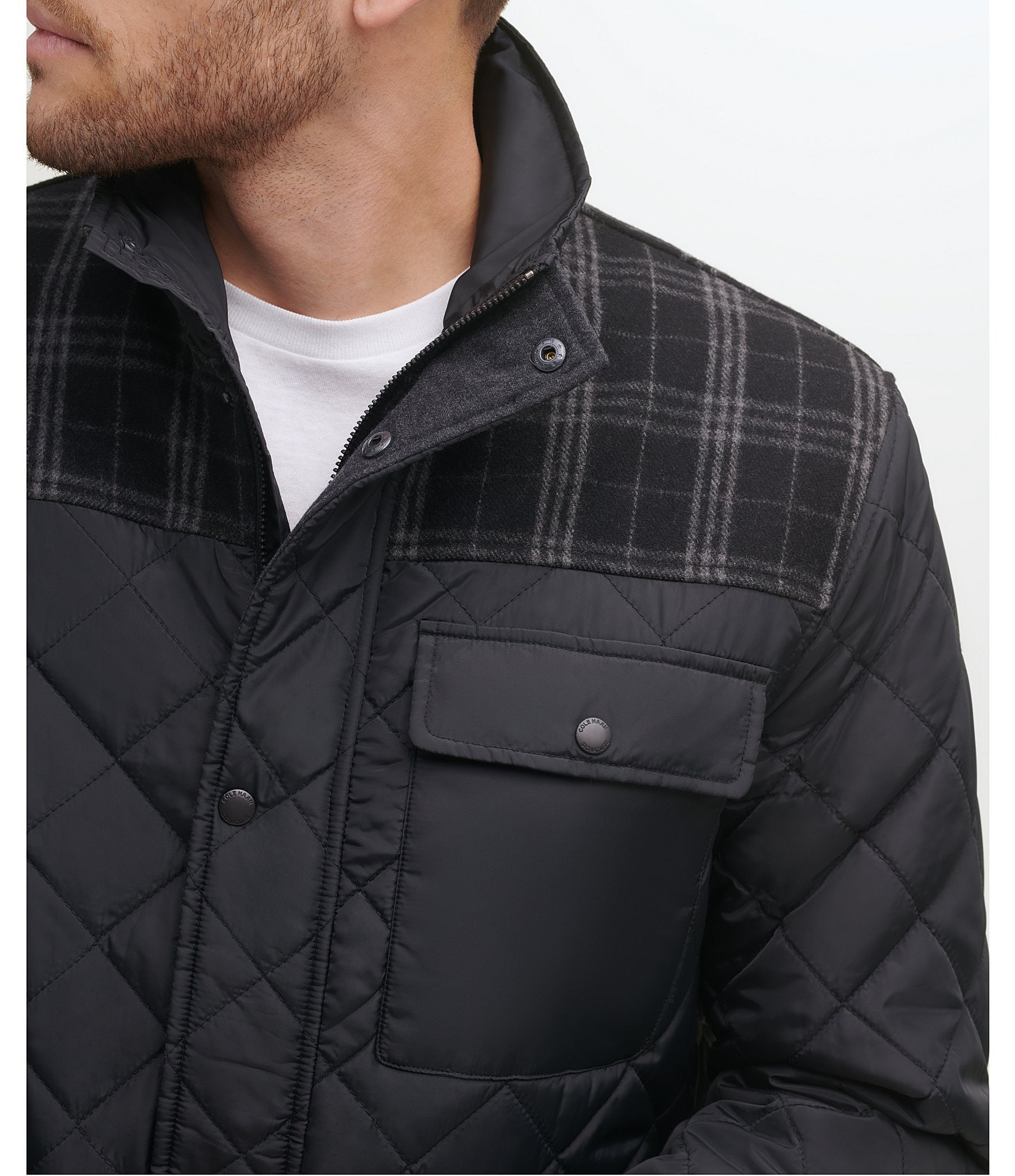 Cole Haan Diamond-Quilted Mixed-Media Jacket