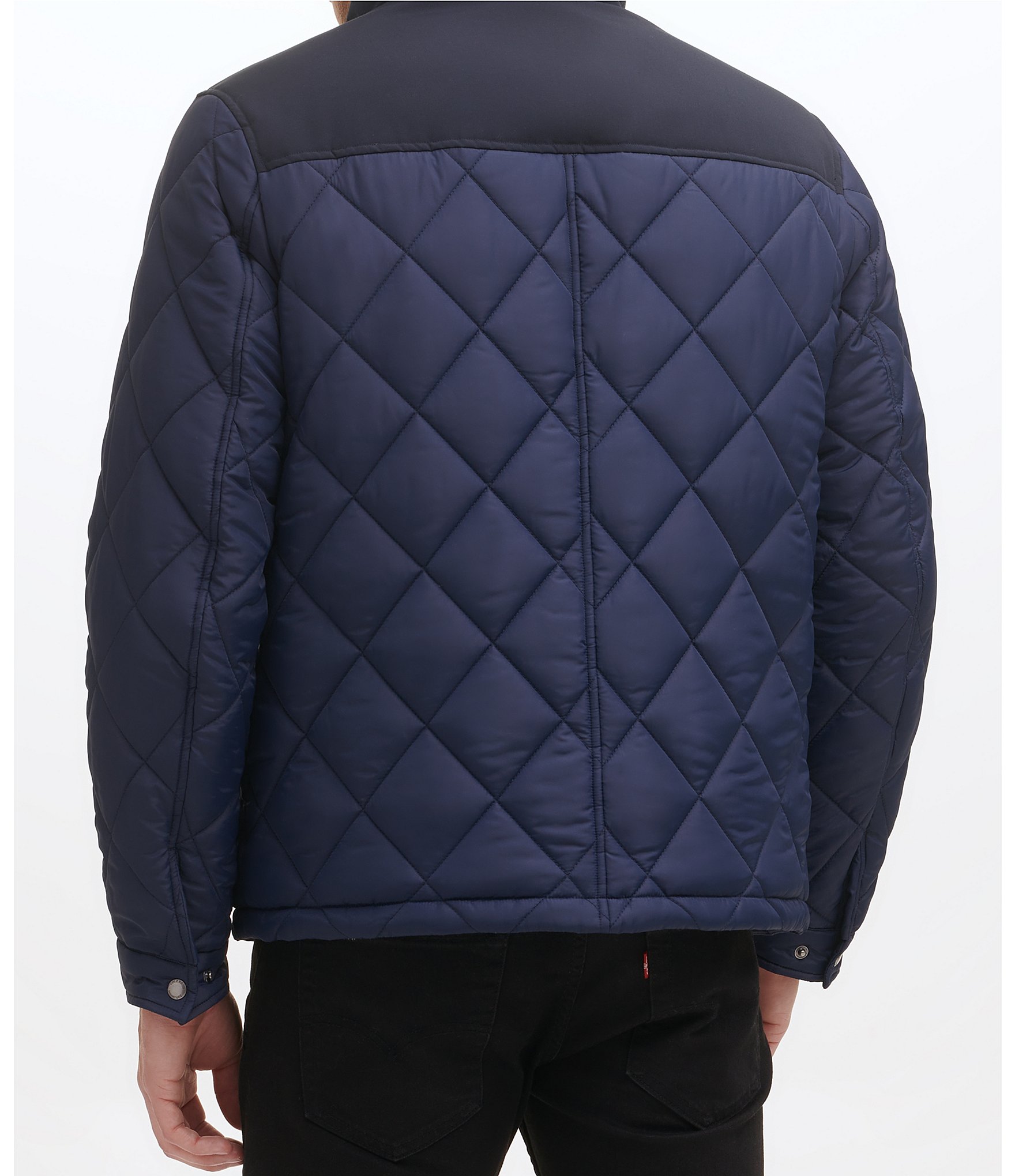 Cole Haan Tonal-Mixed-Media Sherpa Lined Quilted Jacket