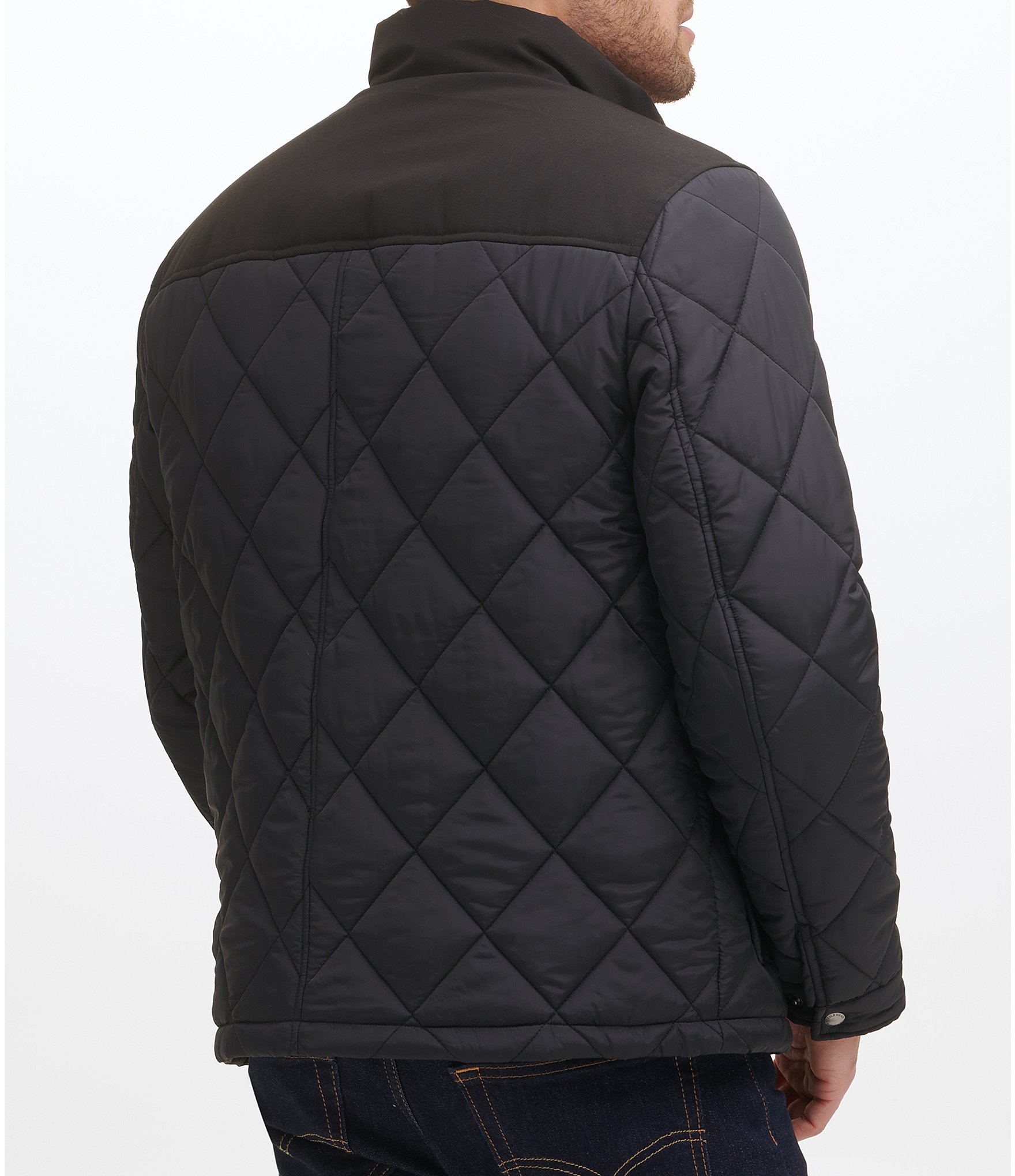 Cole Haan Tonal-Mixed-Media Sherpa Lined Quilted Jacket