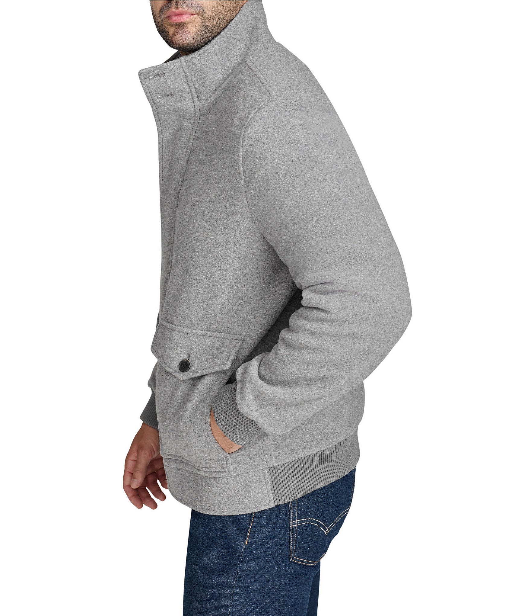Cole Haan Long Sleeve Wool Blend Bomber Jacket