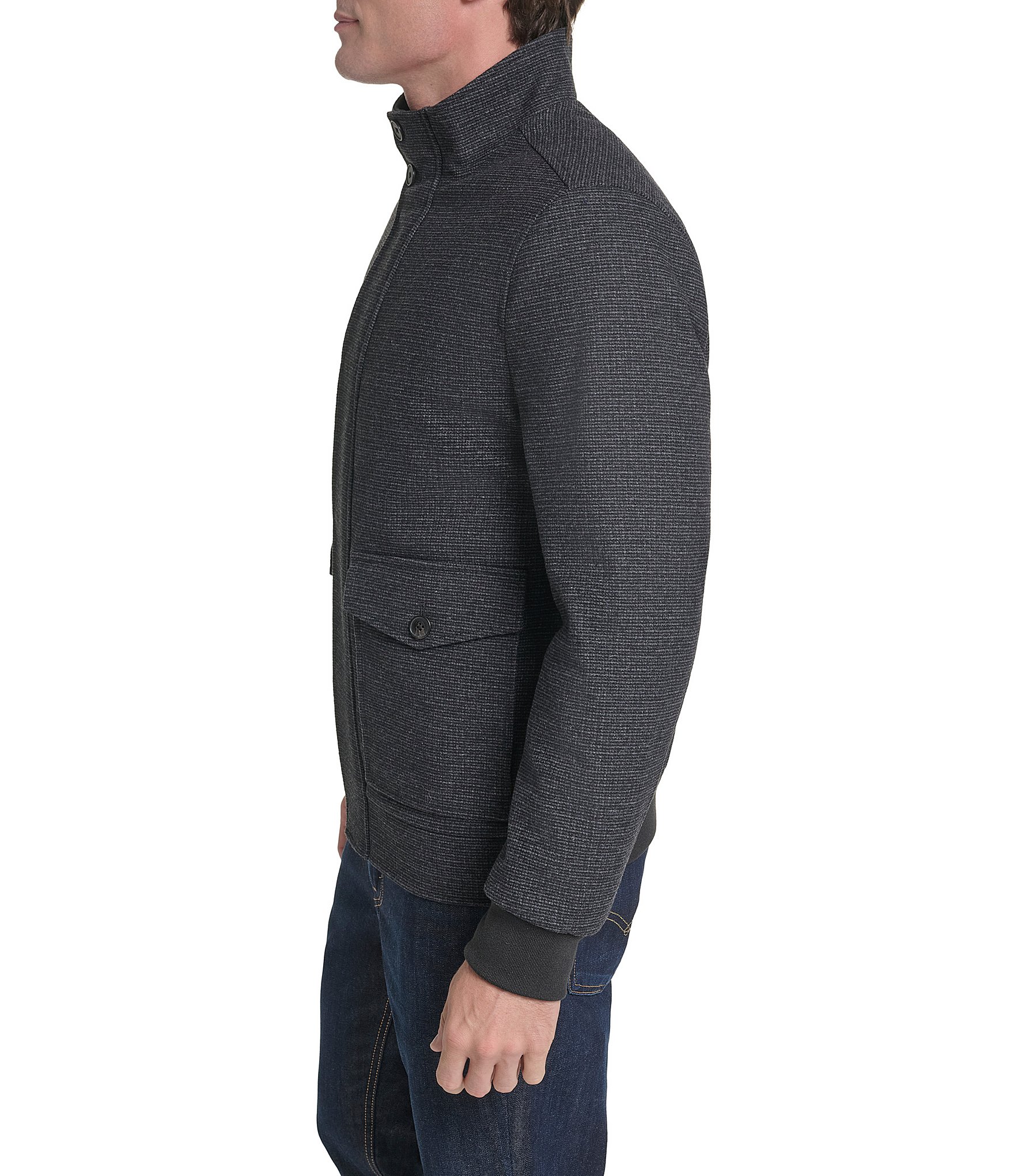 Cole Haan Long Sleeve Wool Blend Bomber Jacket