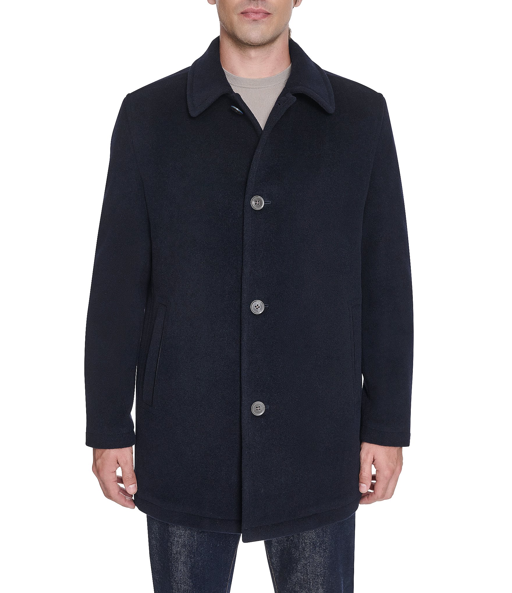 Cole Haan Wool Blend Collared Plush Car Coat