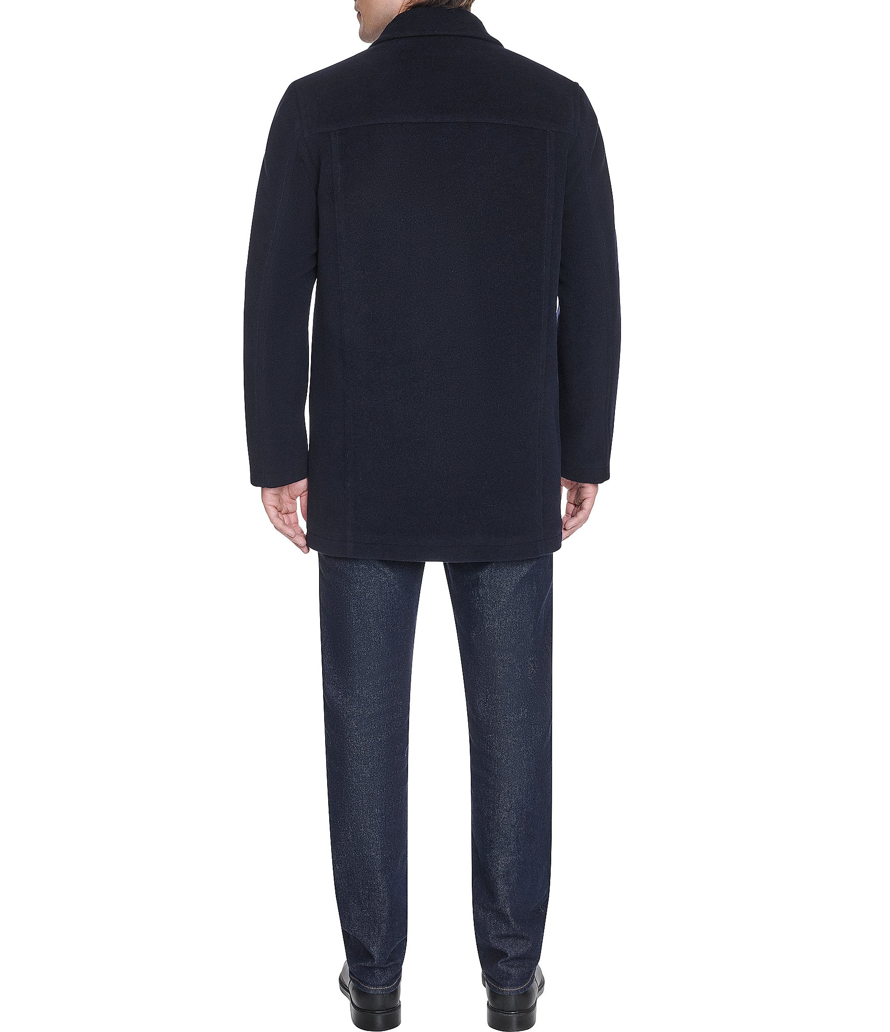 Cole Haan Wool Blend Collared Plush Car Coat