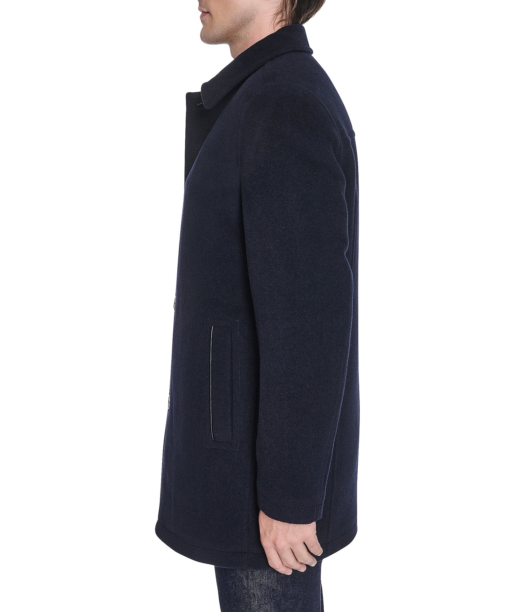 Cole Haan Wool Blend Collared Plush Car Coat