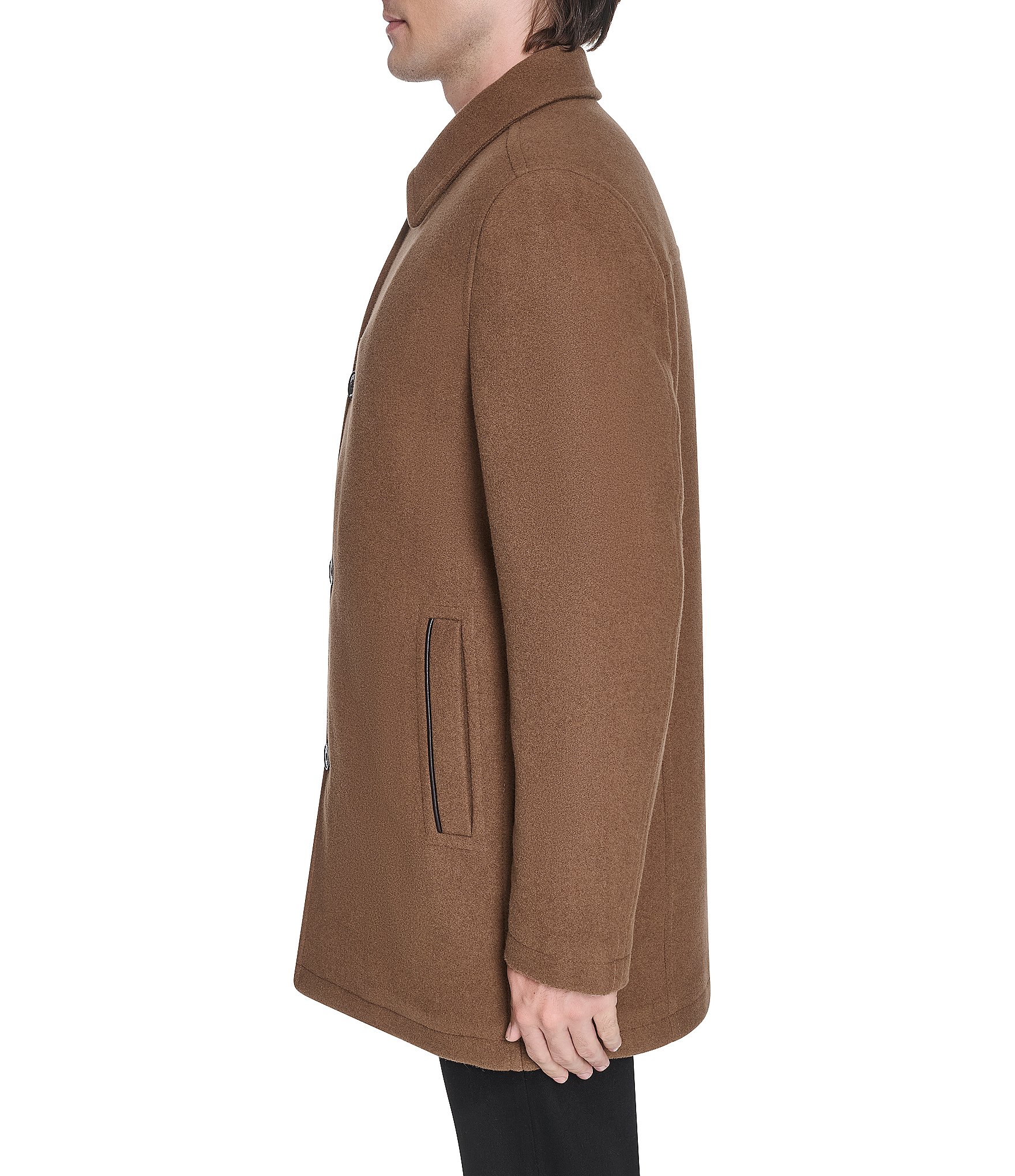 Cole Haan Wool Blend Collared Plush Car Coat