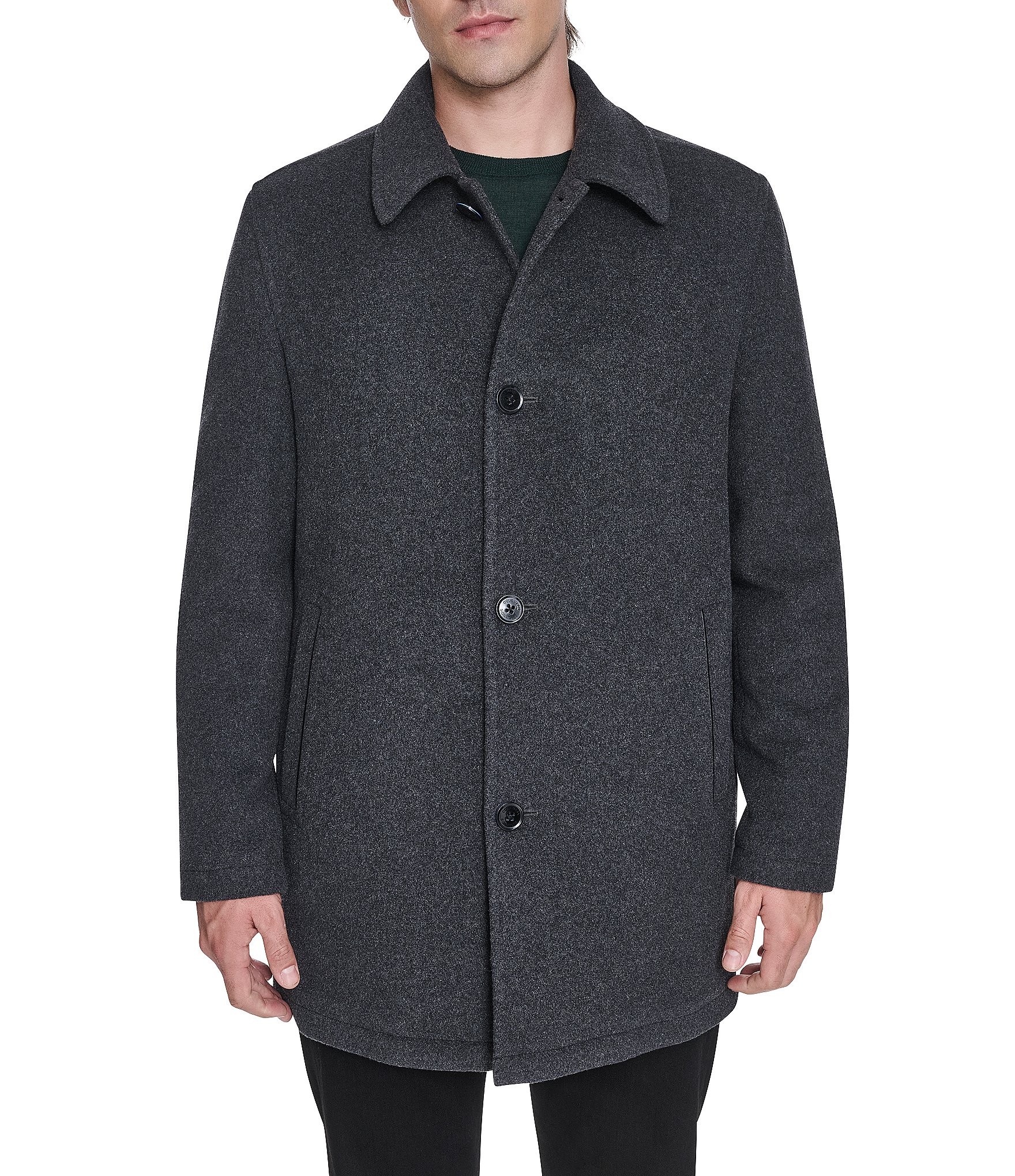 Cole Haan Wool Blend Collared Plush Car Coat