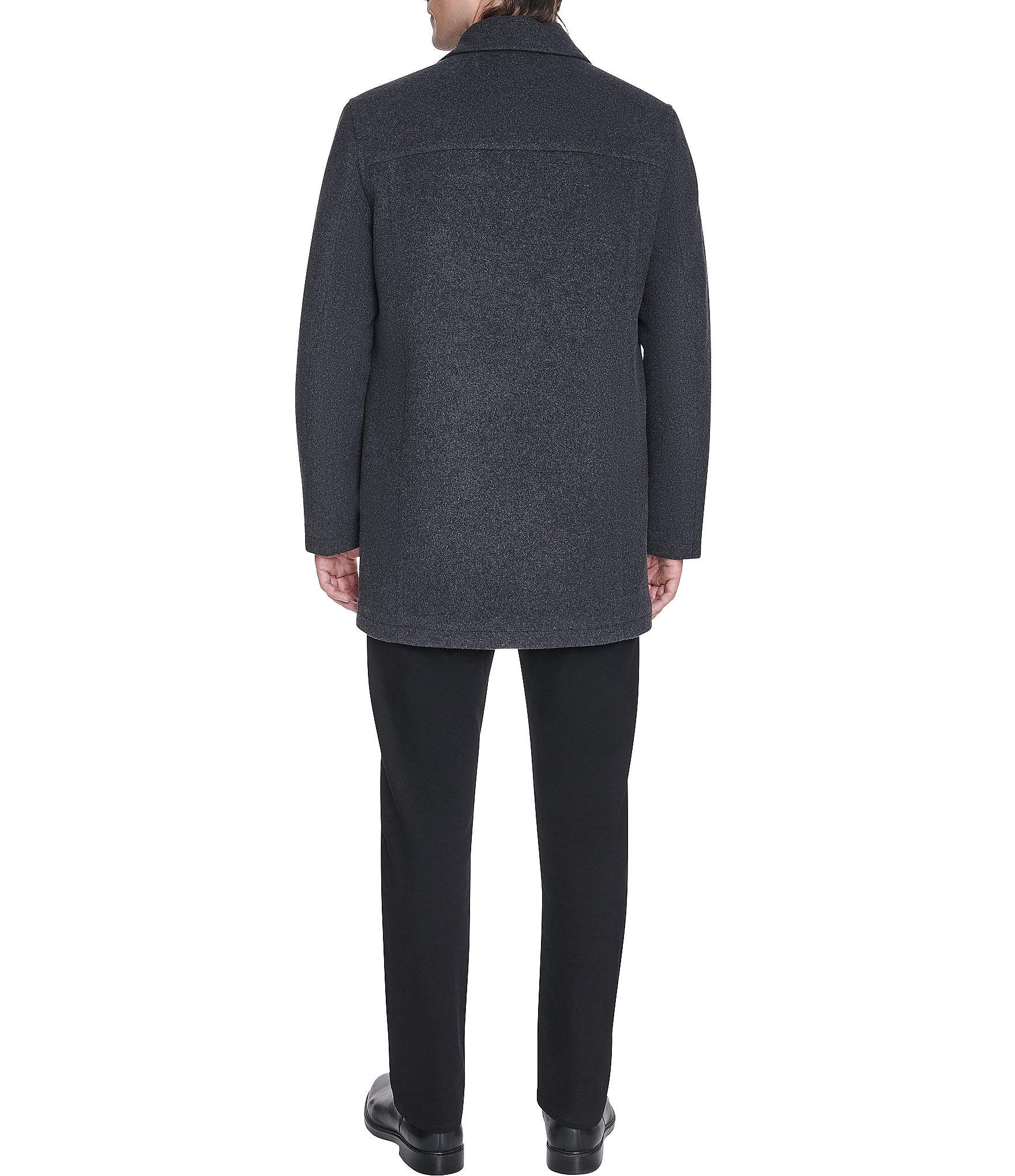 Cole Haan Wool Blend Collared Plush Car Coat